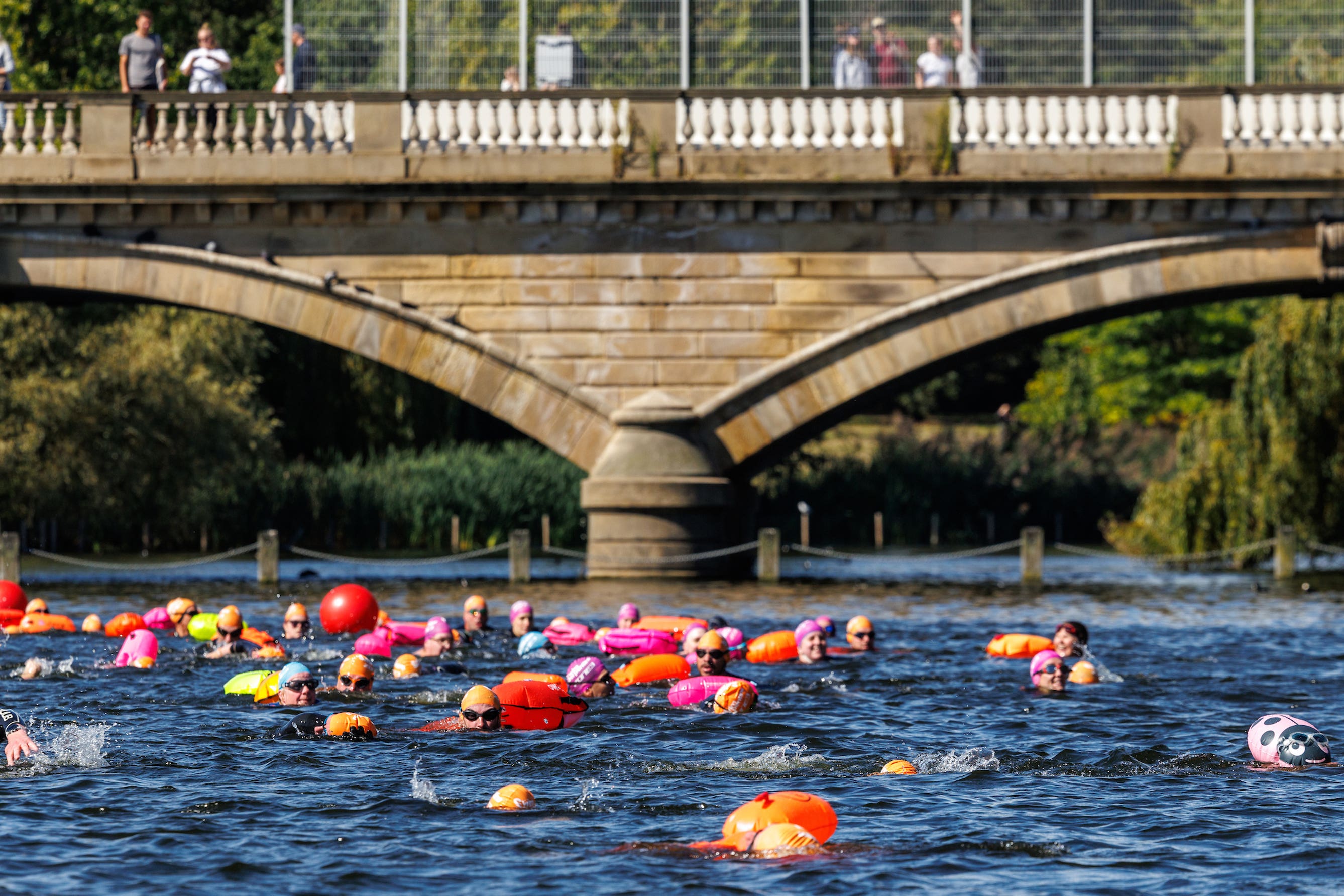 Thousands of people aged between 10 and 86 took part in an open water swimming festival on Saturday (Felix Diemer/London Marathon Events/PA)