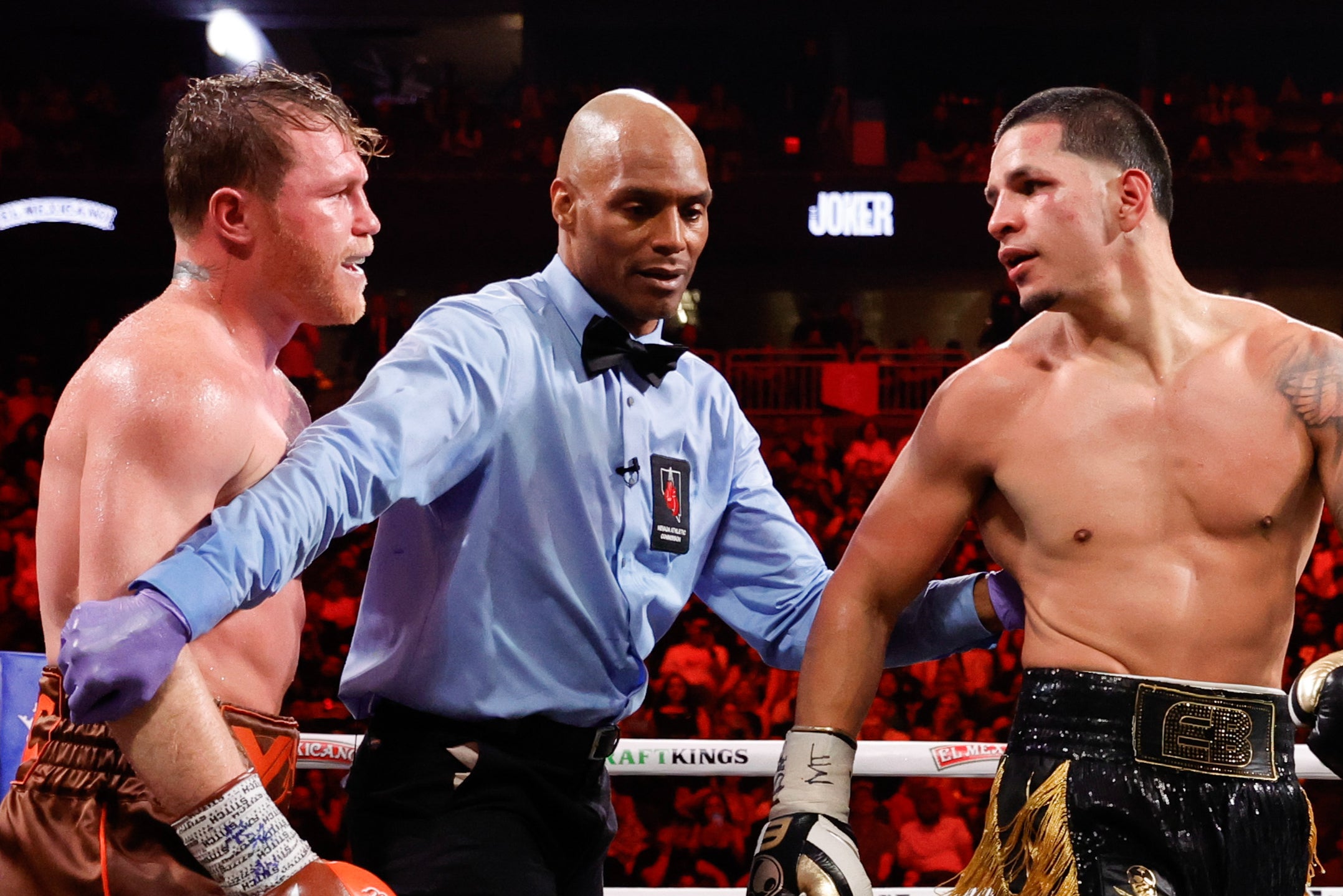 Saul ‘Canelo’ Alvarez (left) and Edgar Berlanga traded words throughout their fight