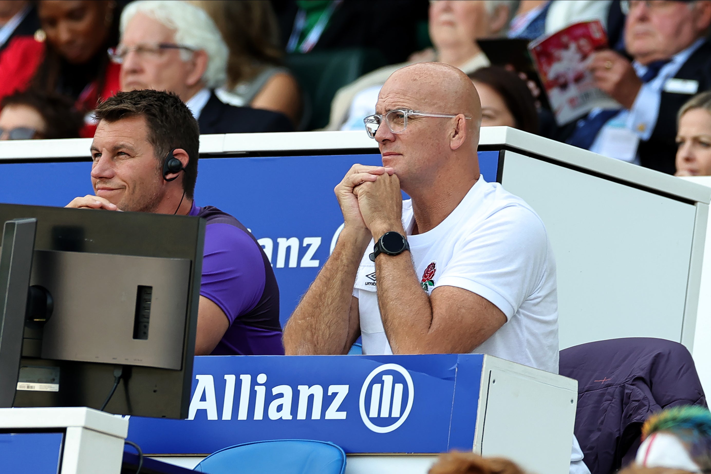 John Mitchell (right) has challenged the Red Roses to ‘take the handbrake off’ defensively