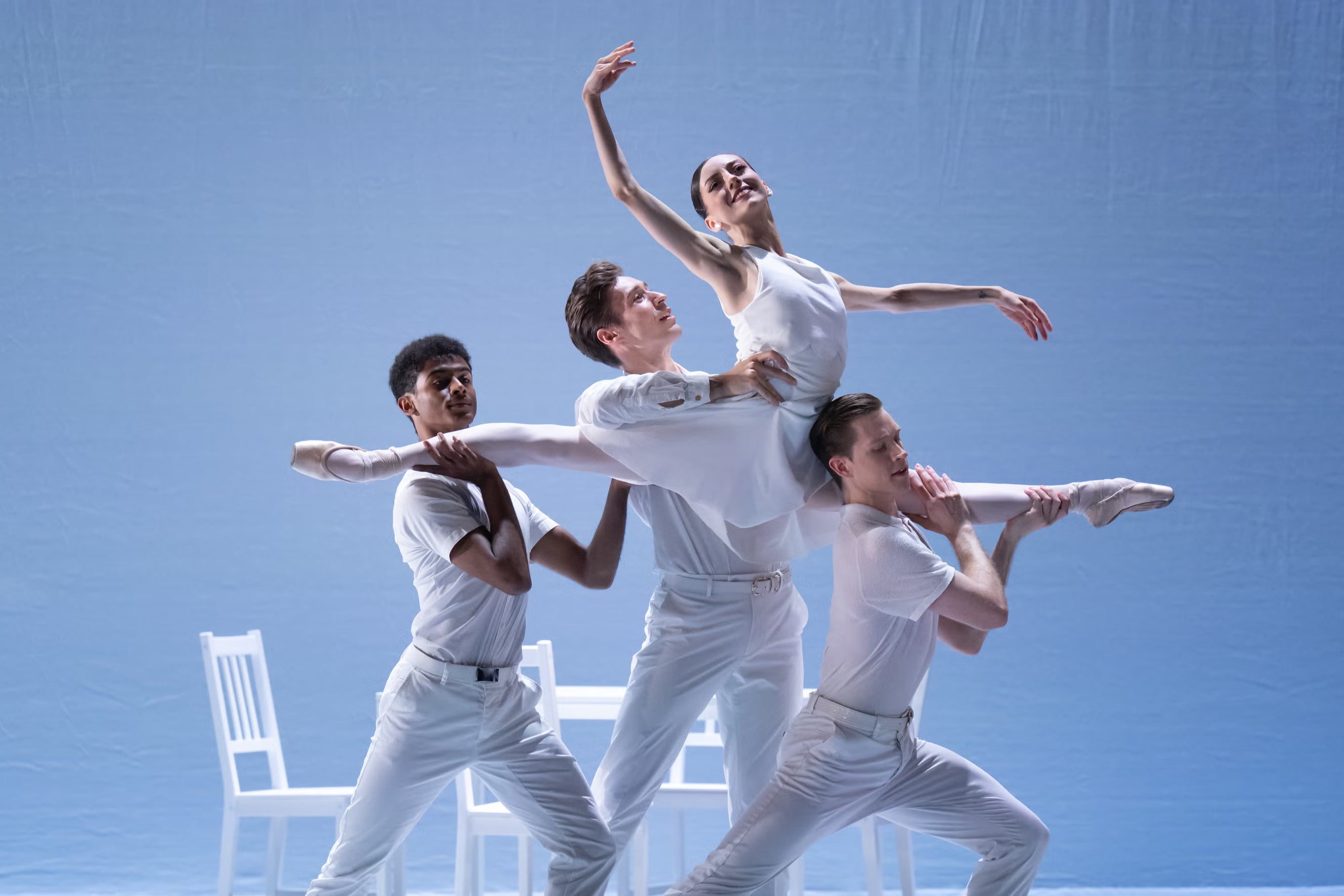 Arthur Wille, Joseph Taylor, Ayça Anil, Nicholas Vavrecka dancing 'Ballade' by Kenneth MacMillan