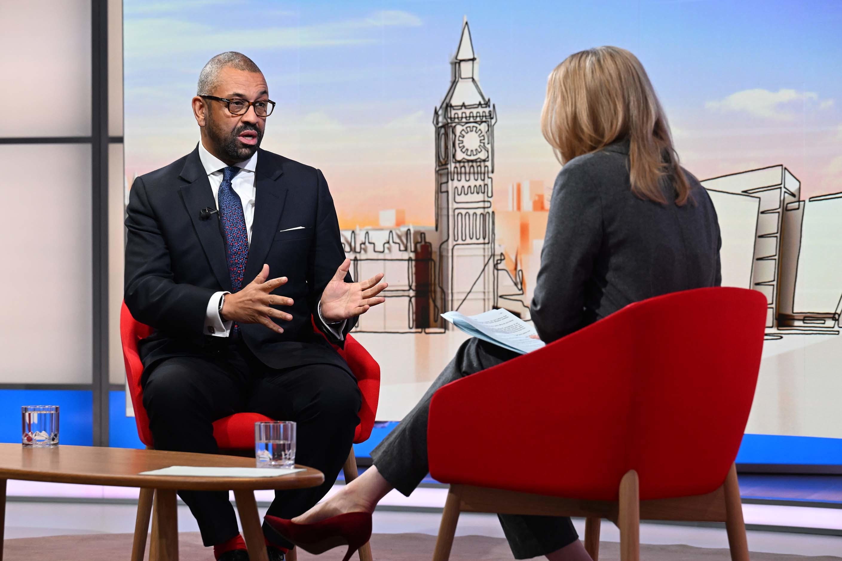 Shadow home secretary James Cleverly appeared on Sunday With Laura Kuenssberg (Jeff Overs/BBC/PA)