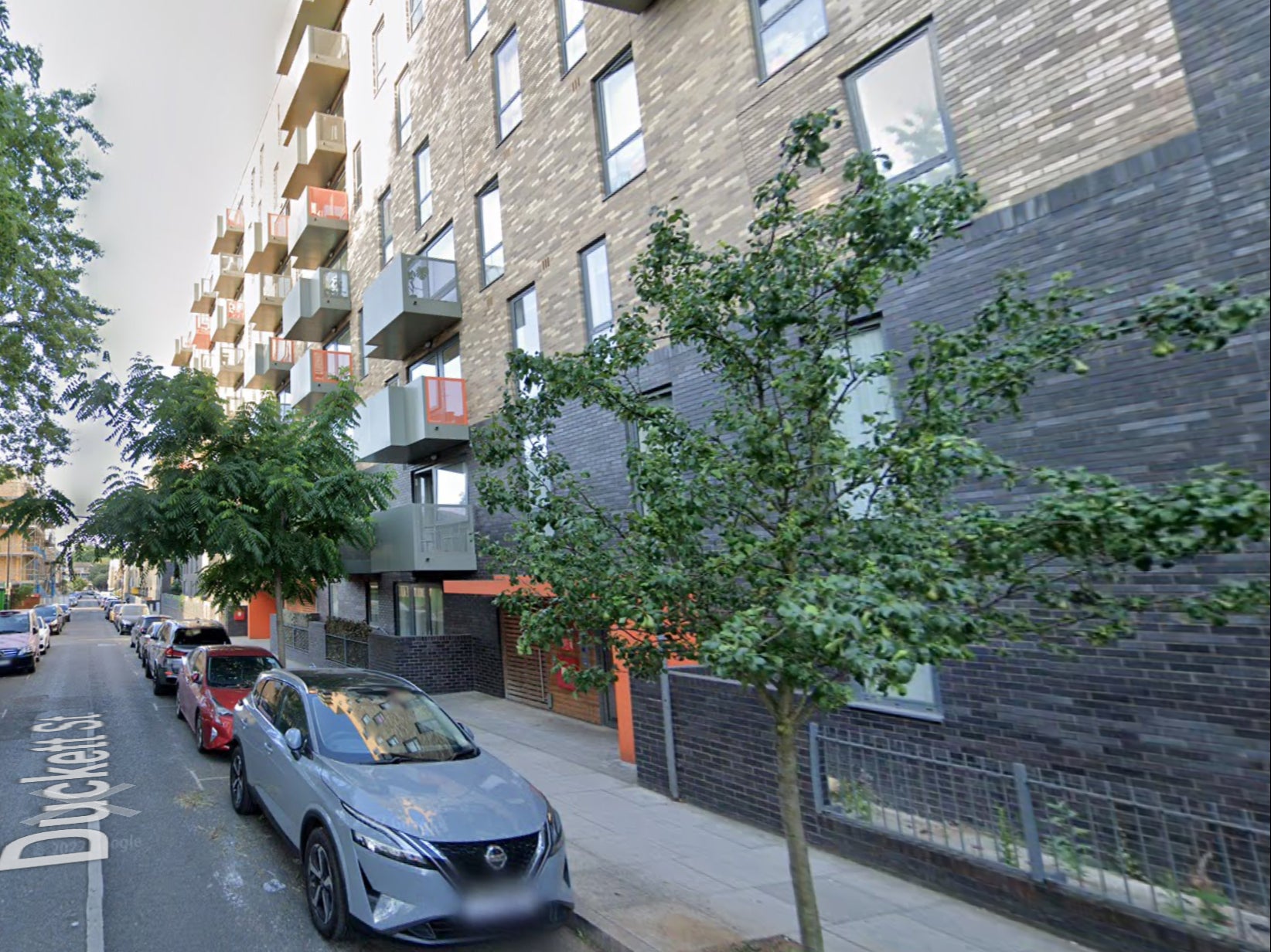 Duckett Street, Tower Hamlets, East London, where the woman was stabbed to death