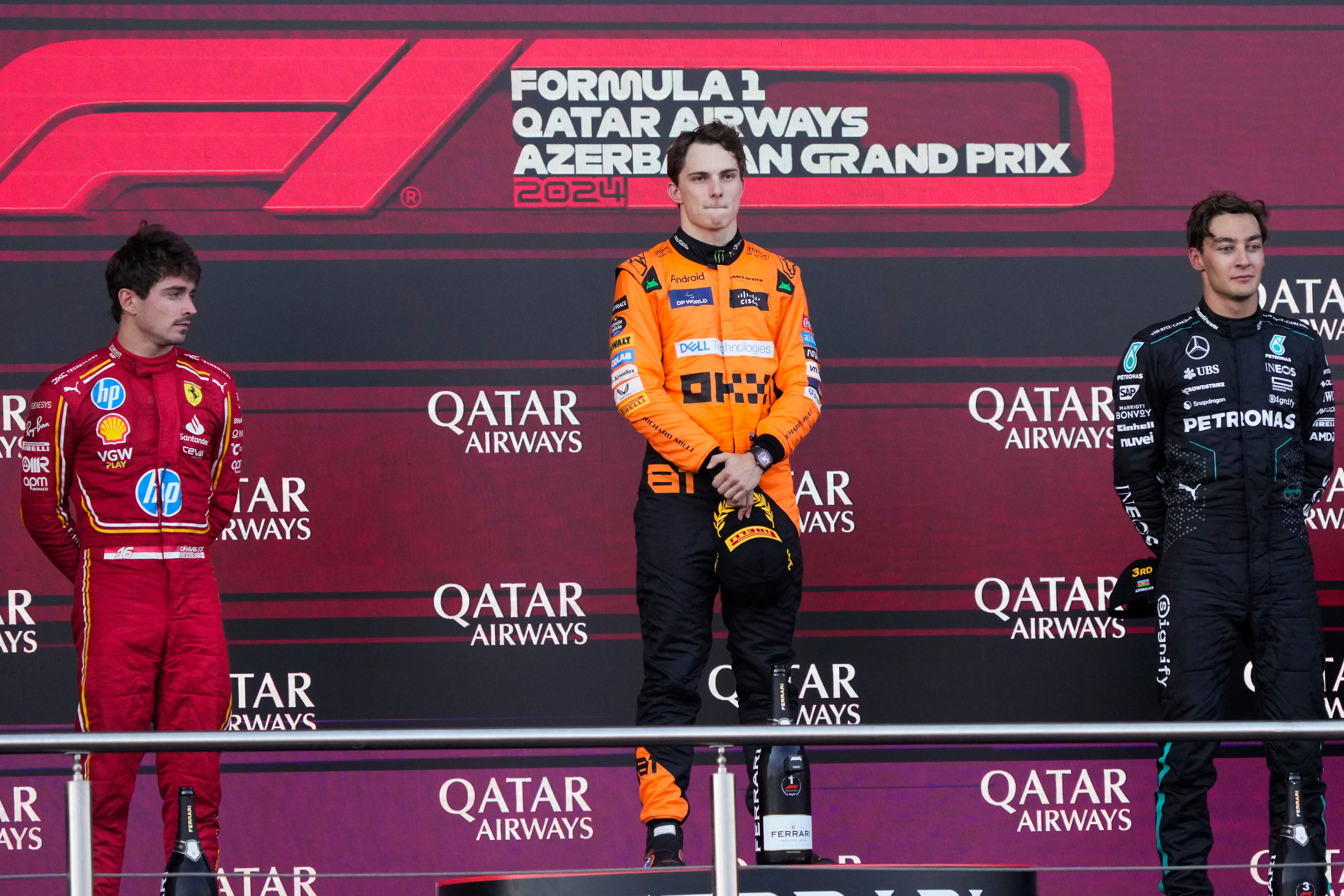 The Australian beat Charles Leclerc to the victory in Baku