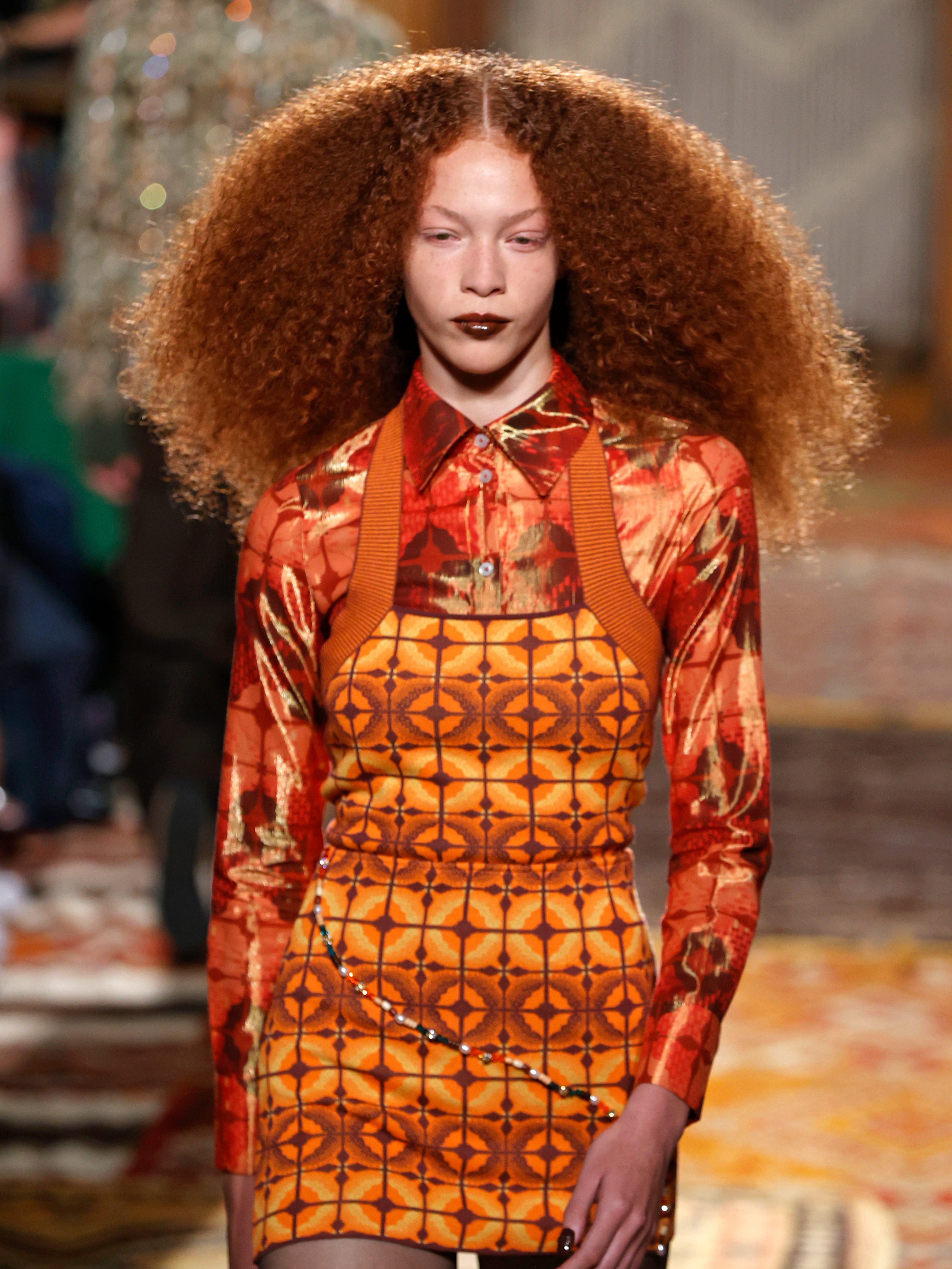 A model walks the runway at the Ahluwalia show during London Fashion Week, September 2024