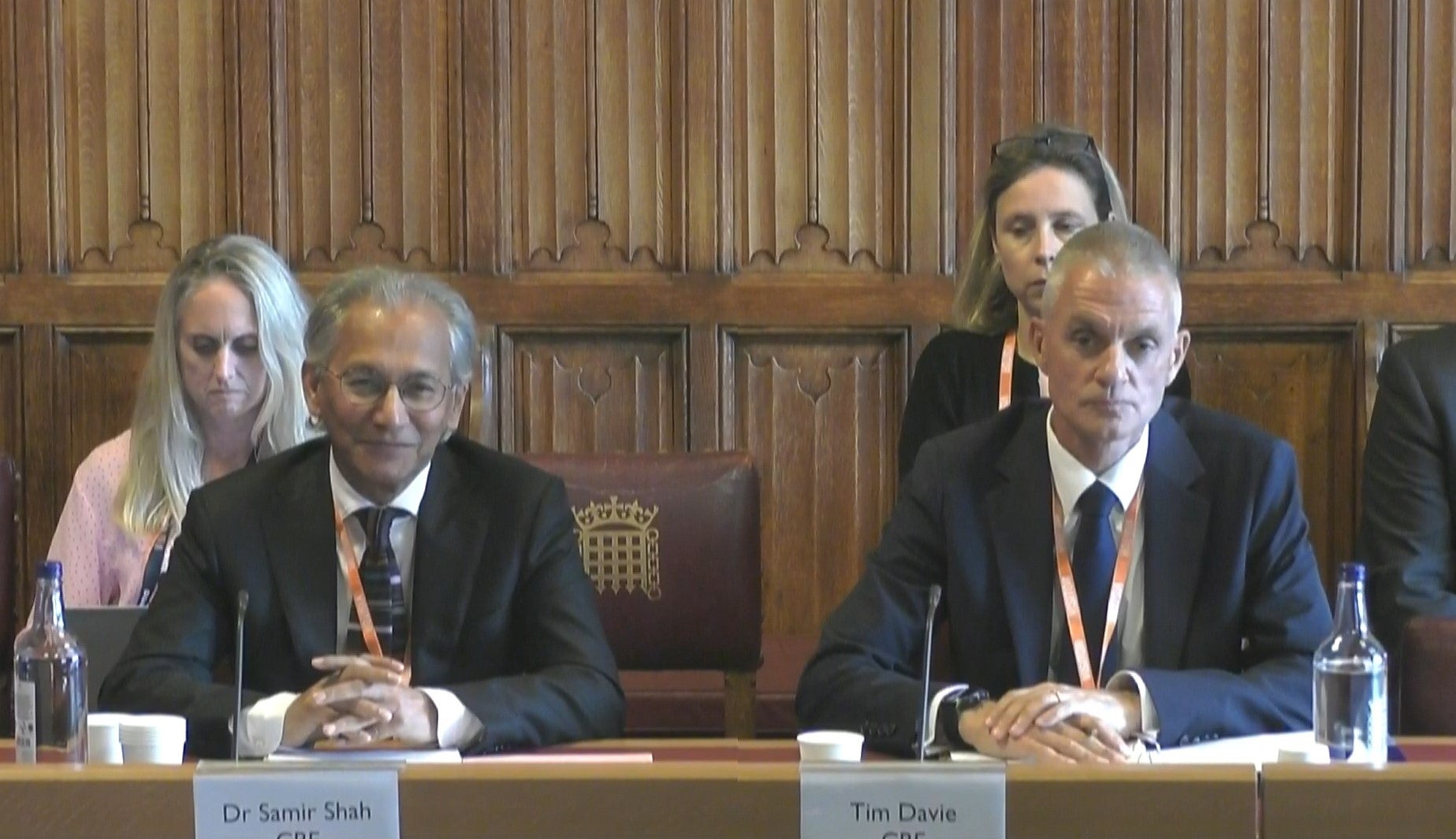 BBC chairman Samir Shah and BBC director-general Tim Davie appearing before a House of Lords committee in London