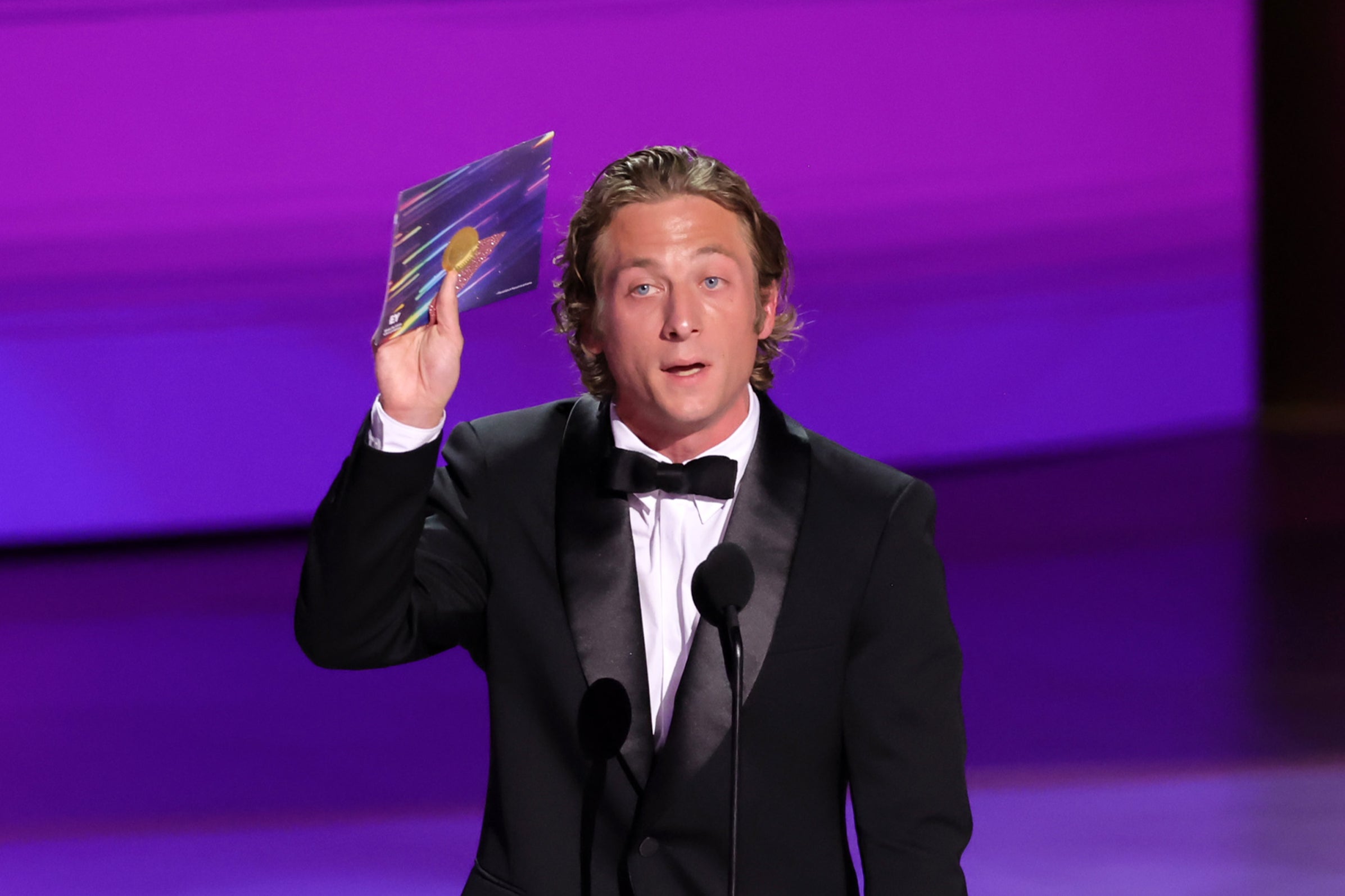 Yes chef: Jeremy Allen White accepts the award for Outstanding Lead Actor in a Comedy Series