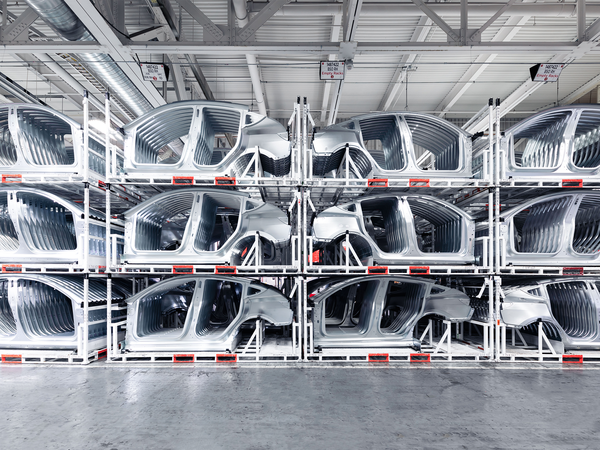 Tesla car frames at the maker’s so-called ‘gigafactory’ in Fremont, California