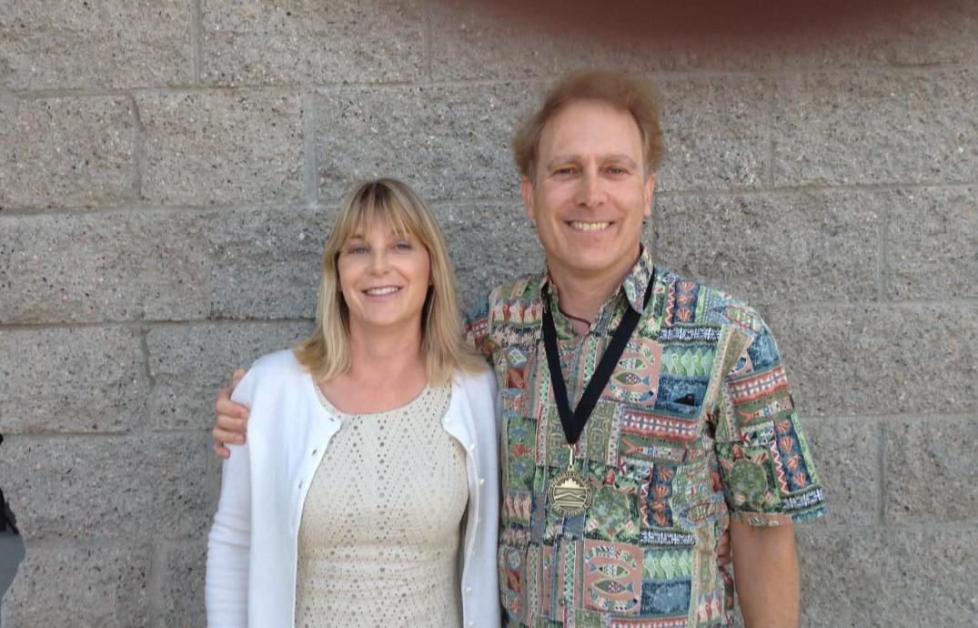 Olsen (right) pictured with his niece Holly Leeson (left) had been overdue for two weeks