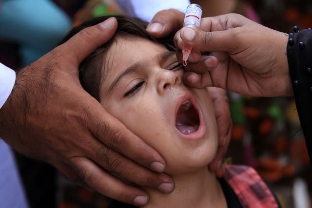 <p>Security at polio vaccination campaign in Peshawar following attacks by suspected militants</p>