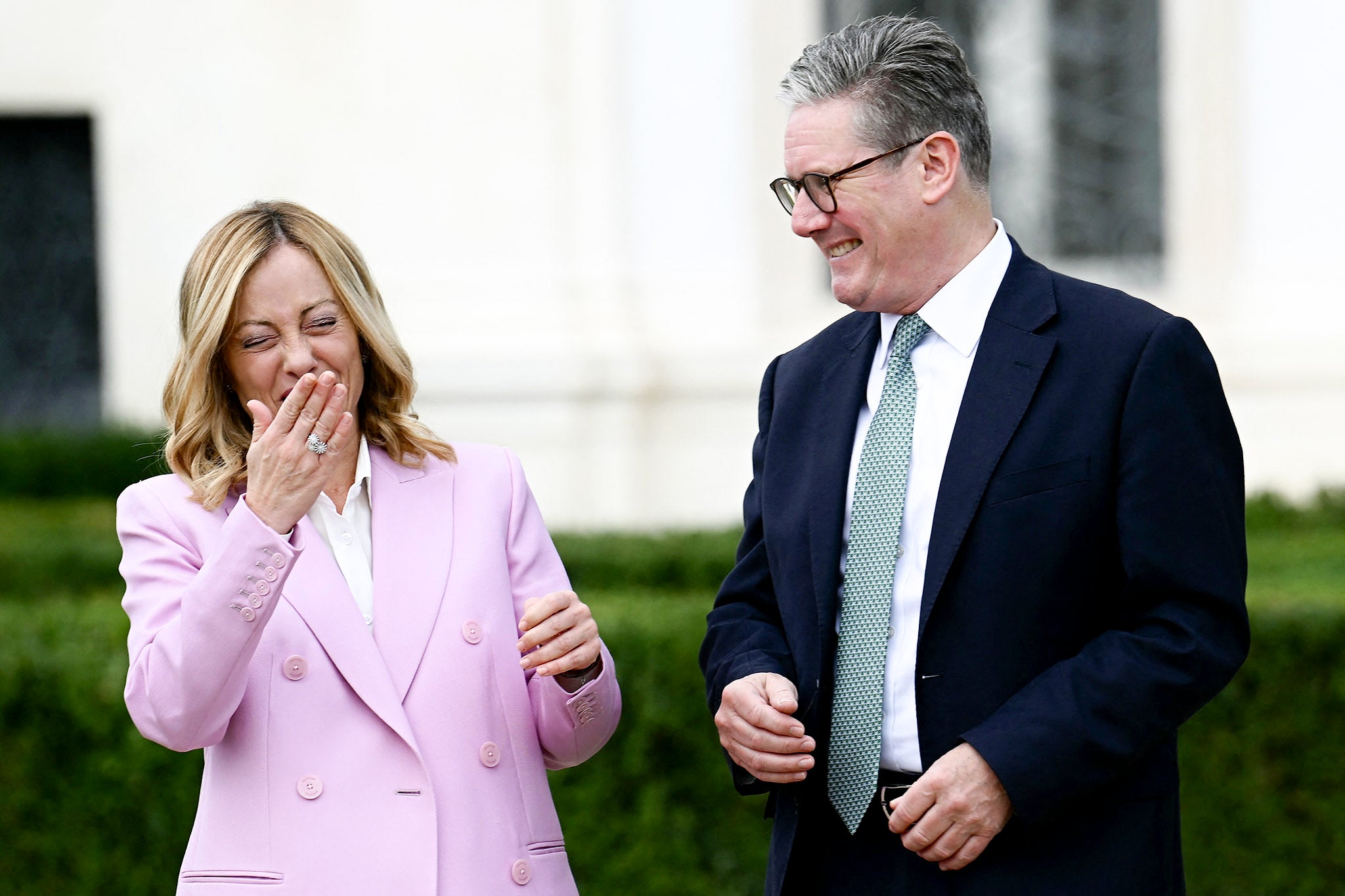 Italian prime minister Giorgia Meloni with British prime minister Keir Starmer