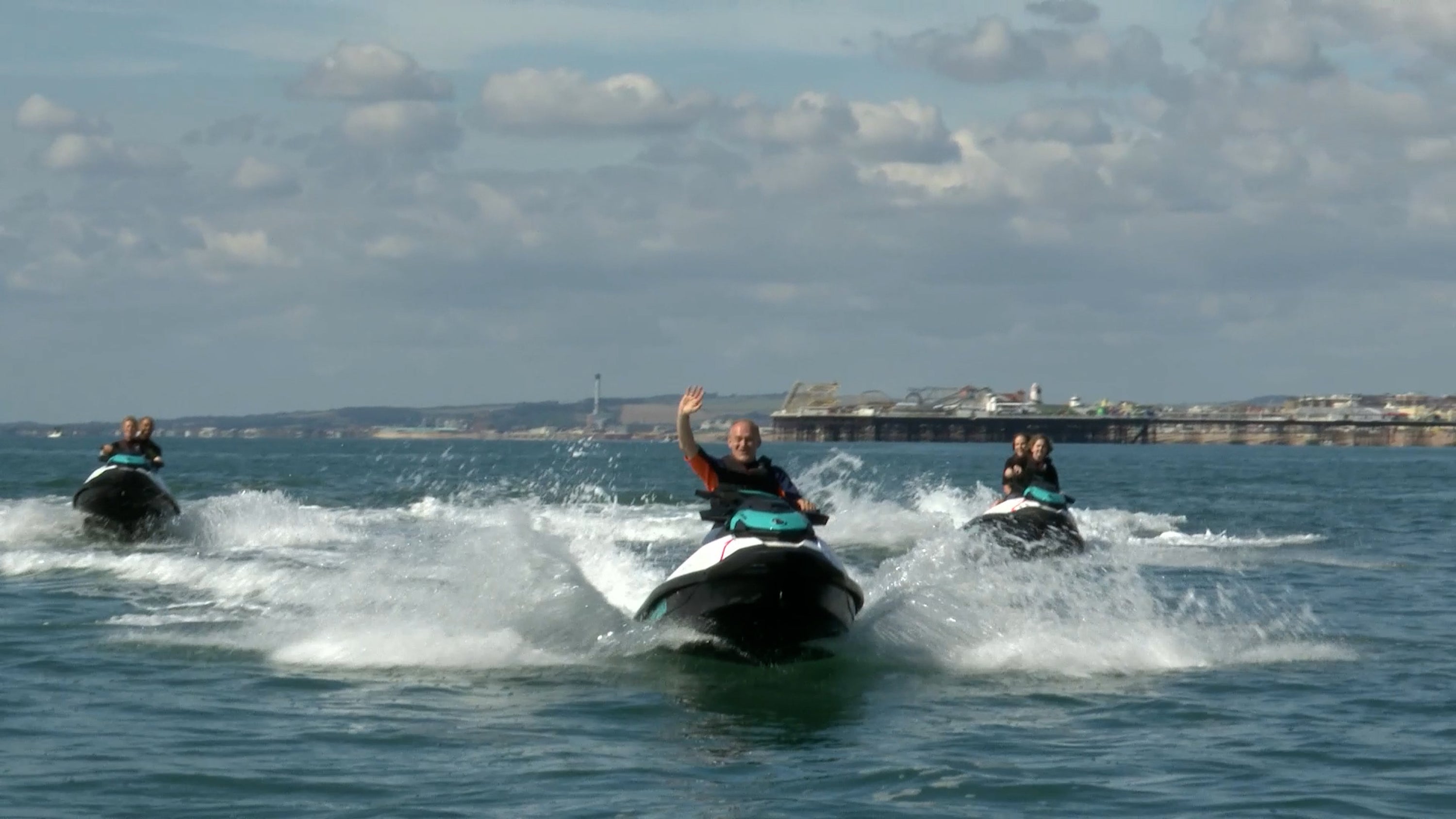 Liberal Democrat leader Ed Davey jetskis into his party’s conference in Brighton on Saturday