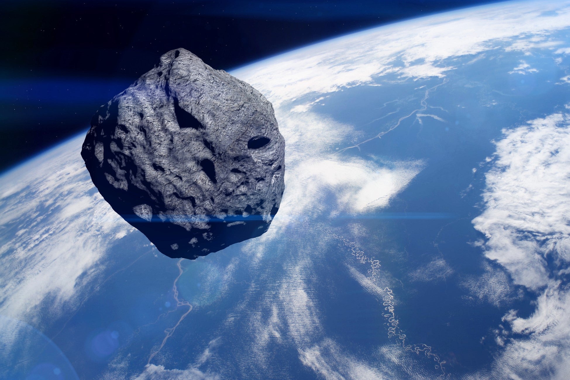 An artist's impression of an asteroid near Earth