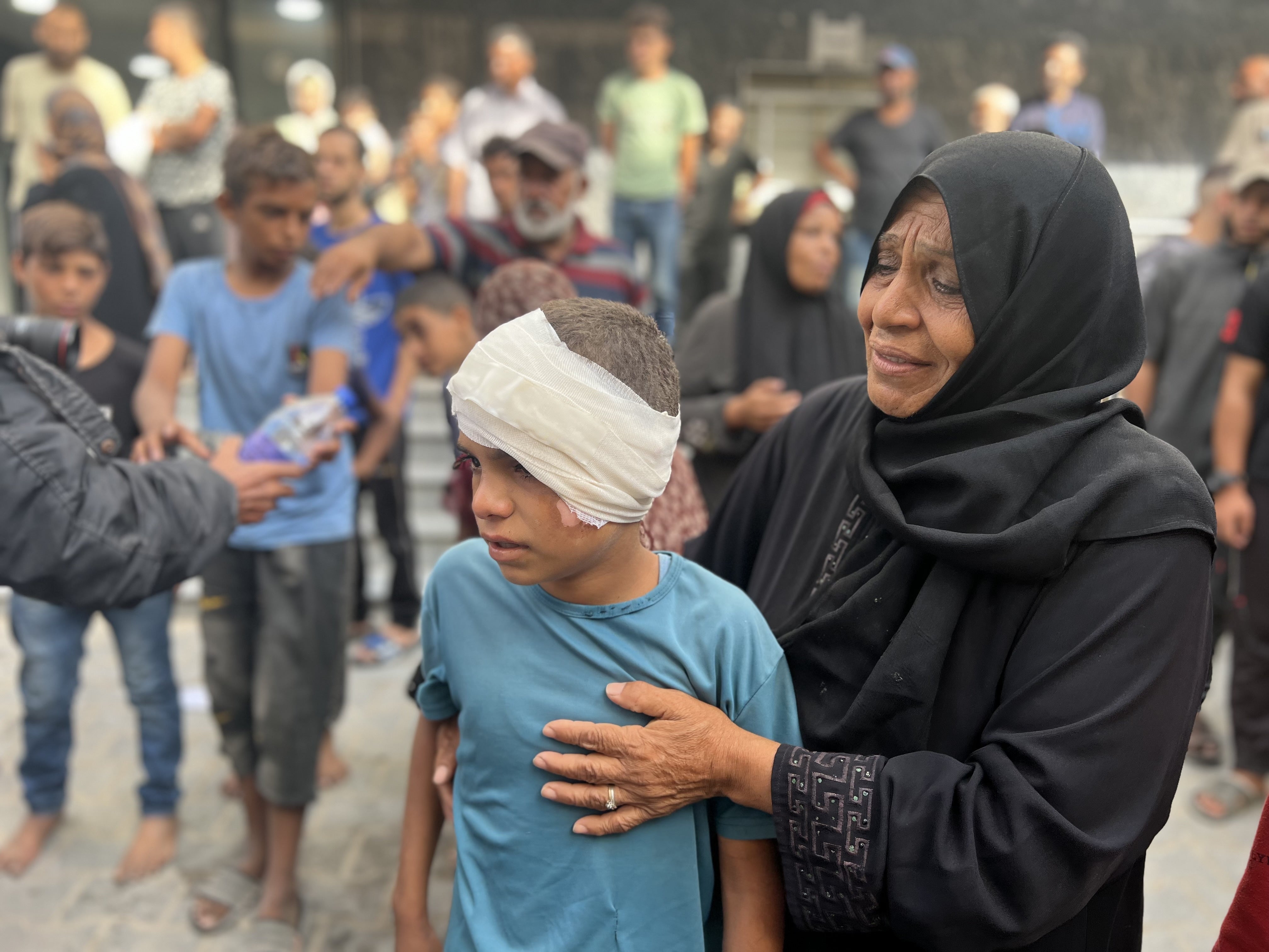 Palestinians, who got injured in the Israeli attacks at the Nuseirat Refugee camp, are brought to the Al Avde hospital for treatment in Gaza City, Gaza on September 16, 2024