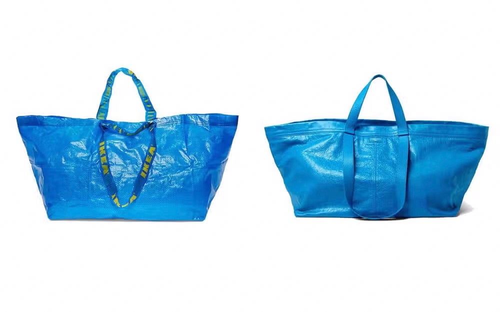 In 2017, Balenciaga caused a stir by selling a ?1,705 version (right) of Ikea’s iconic 40p Krafta bag (left)