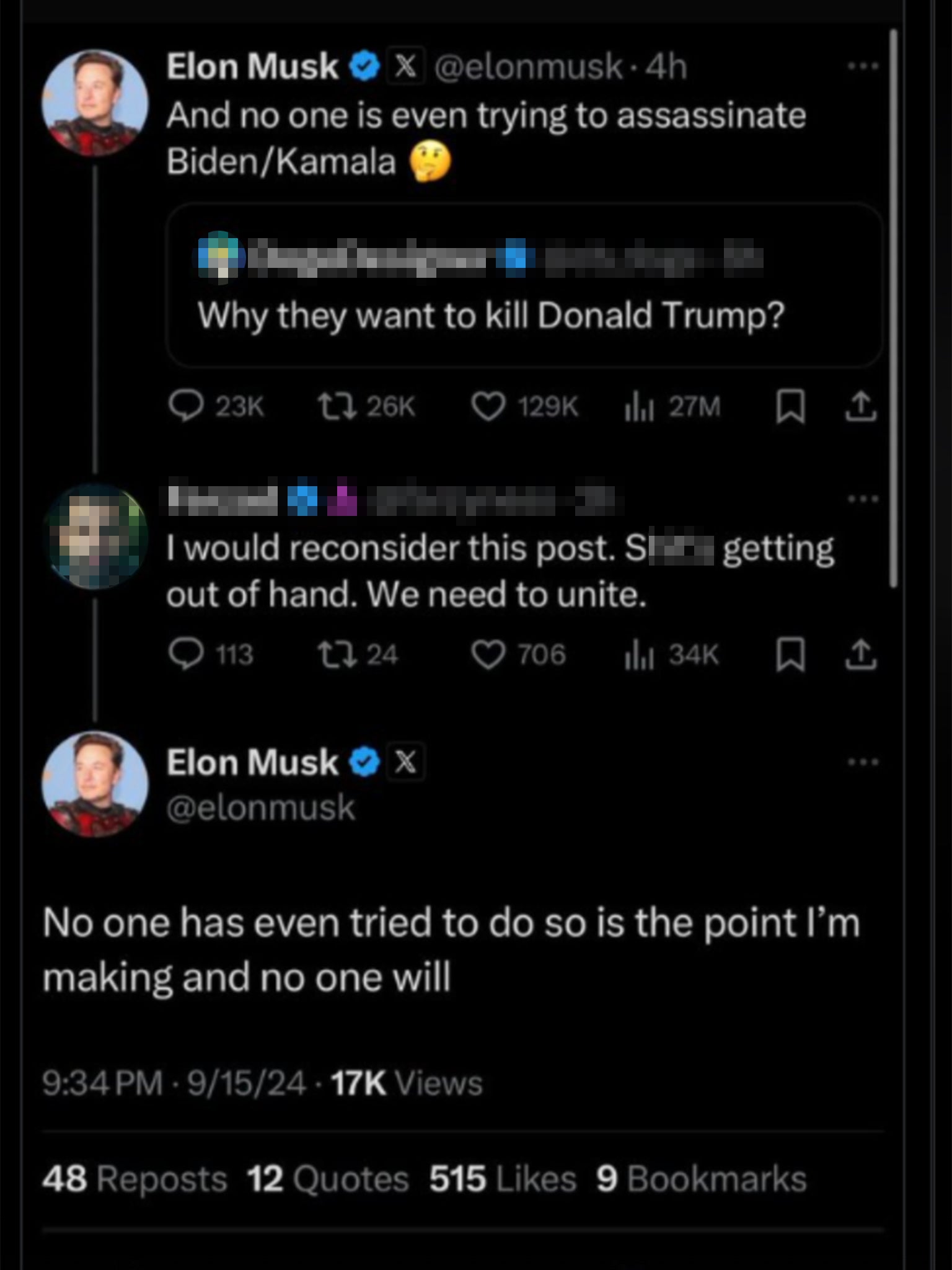 A user condemned Musk stating: ‘I would reconsider this post’