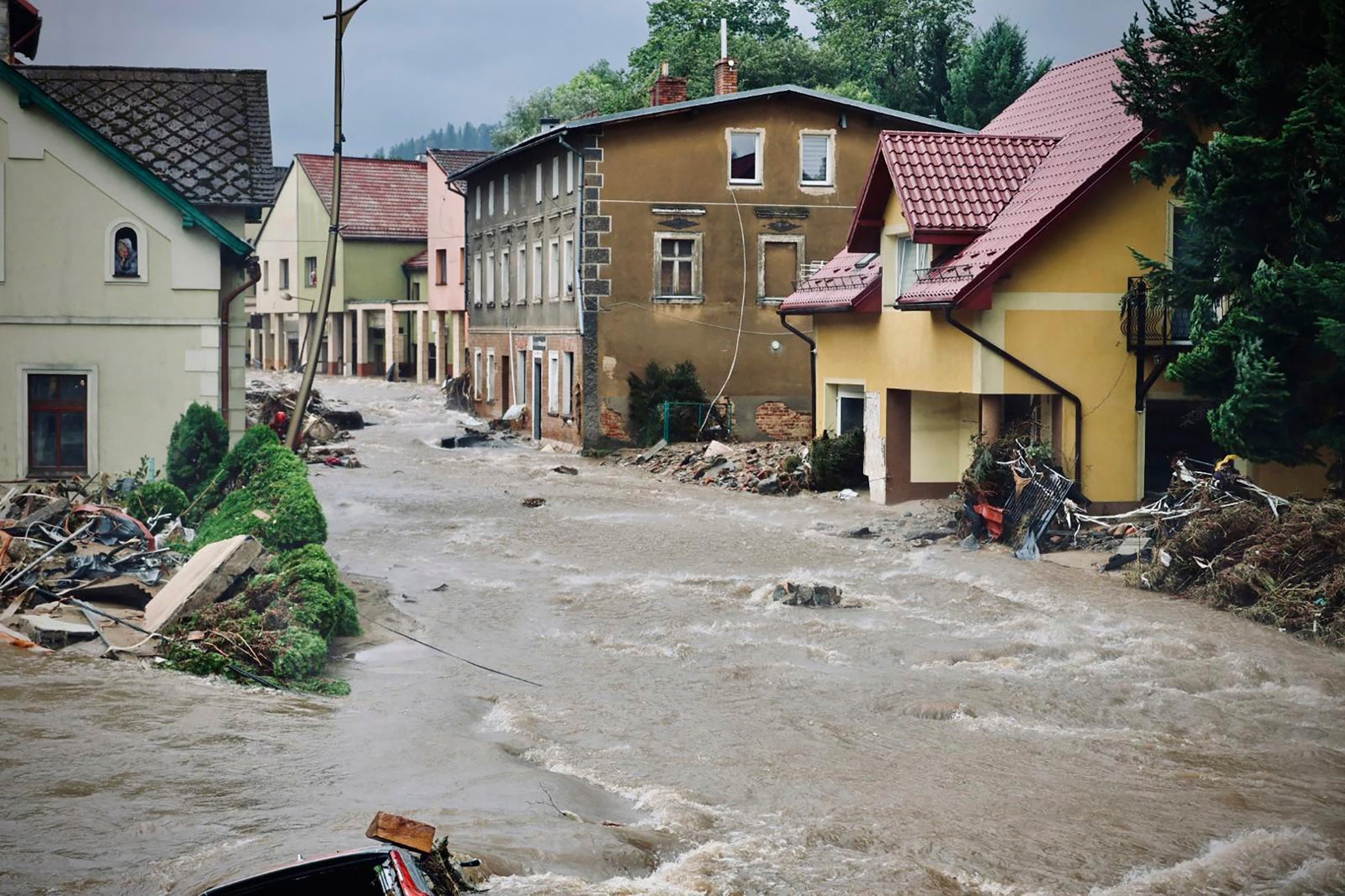 Flooded street in Poland