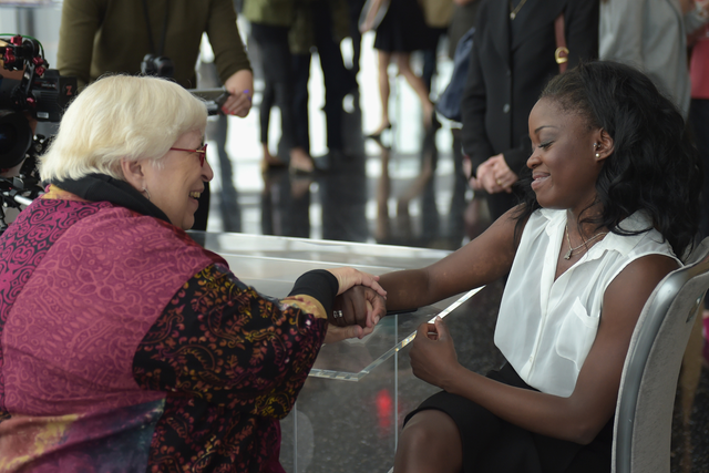 <p>Michaela Deprince and her mother Elaine in New York in 2017 </p>