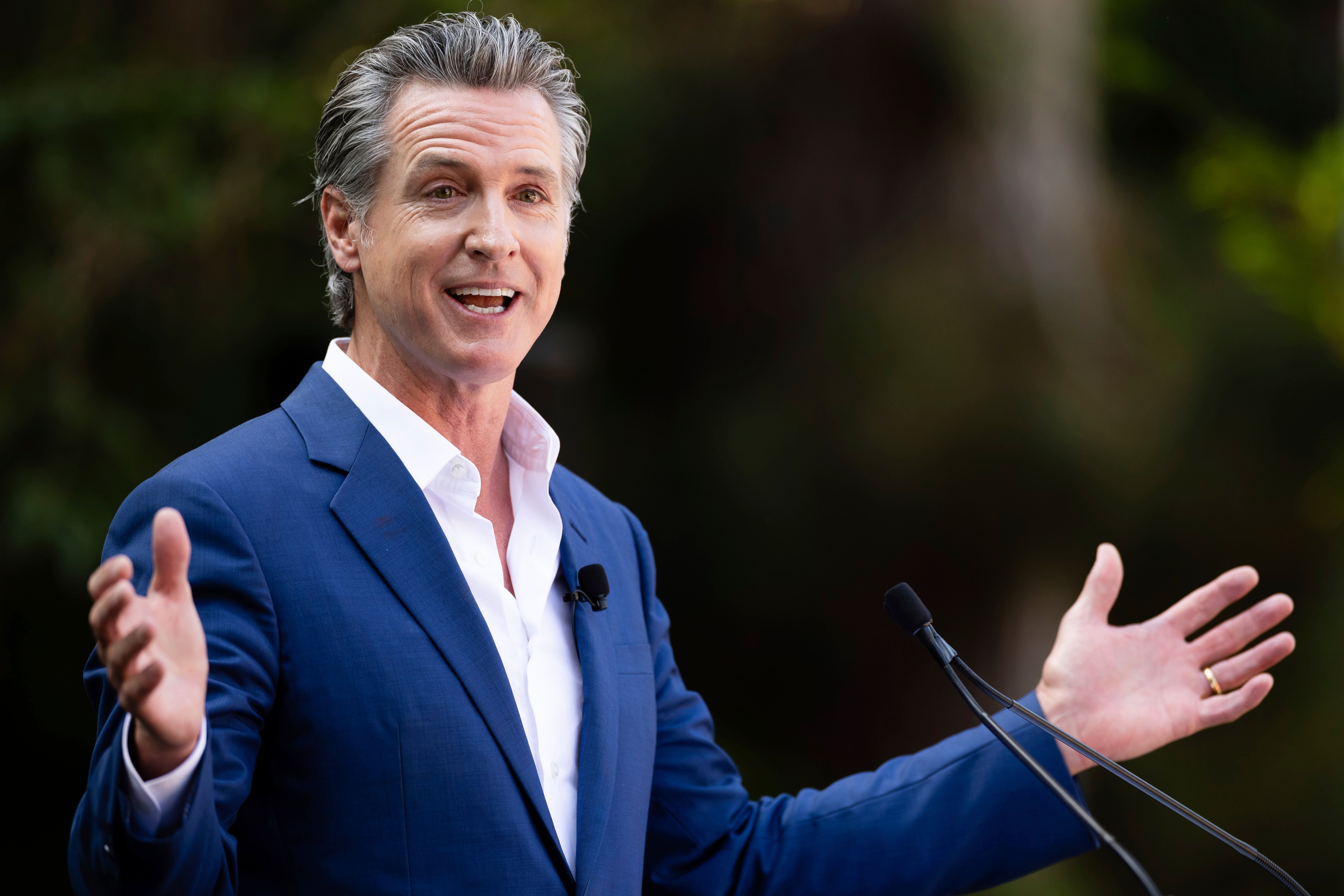 California Governor Gavin Newsom pictured at the opening ceremony for Panda Ridge, the new exhibit at the San Diego Zoo, last month