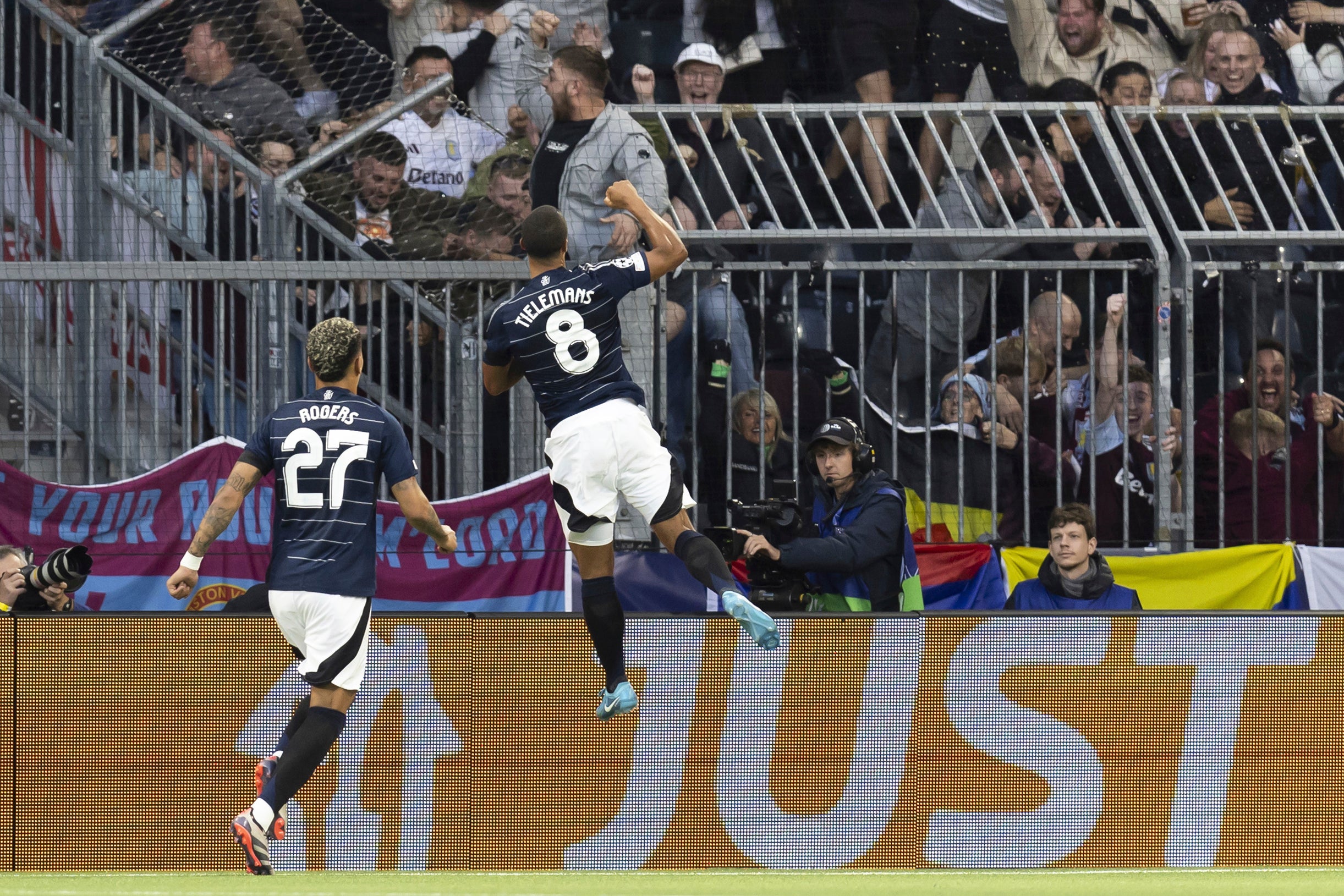 Youri Tielemans, right, broke the deadlock (Peter Klaunzer/AP)