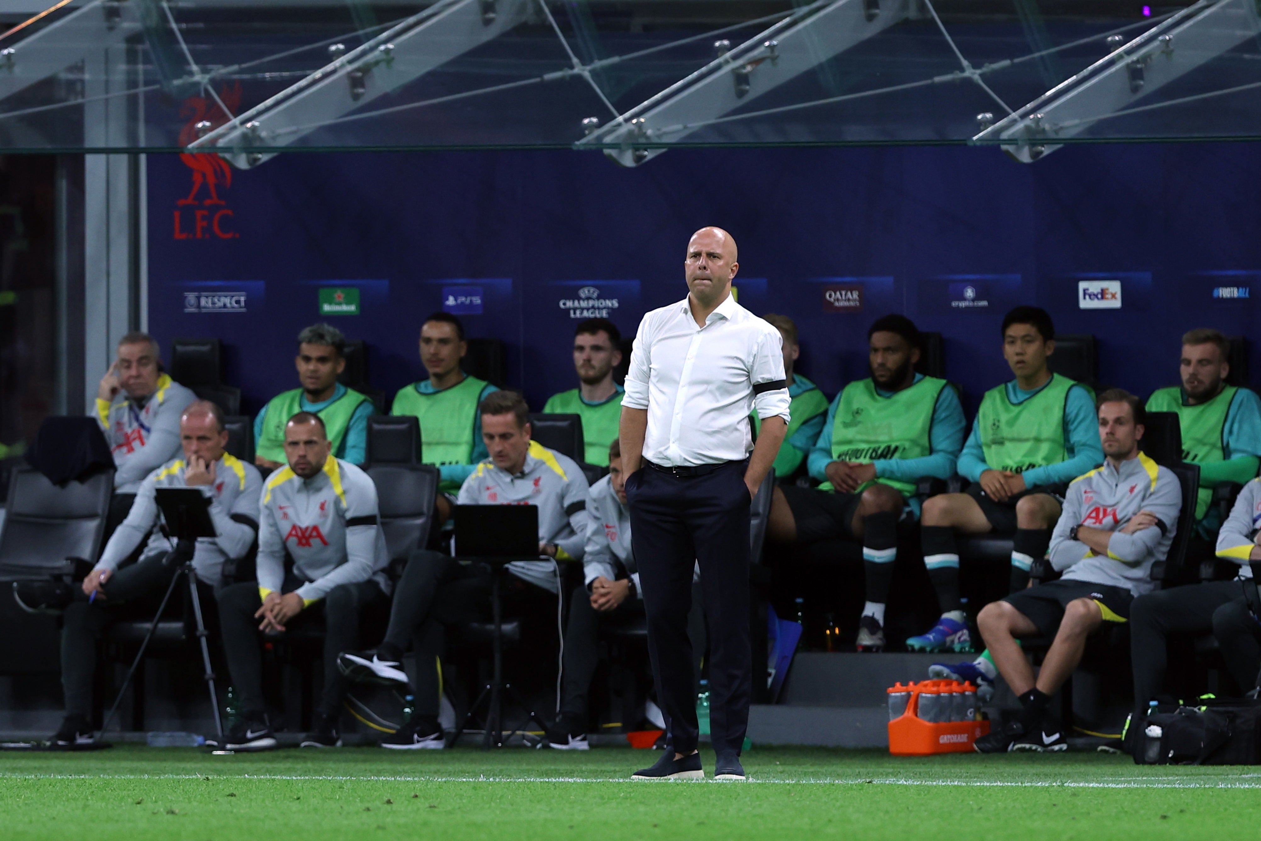 Liverpool manager Arne Slot during the UEFA Champions League stage match in Milan (Fabrizio Carabelli/PA)