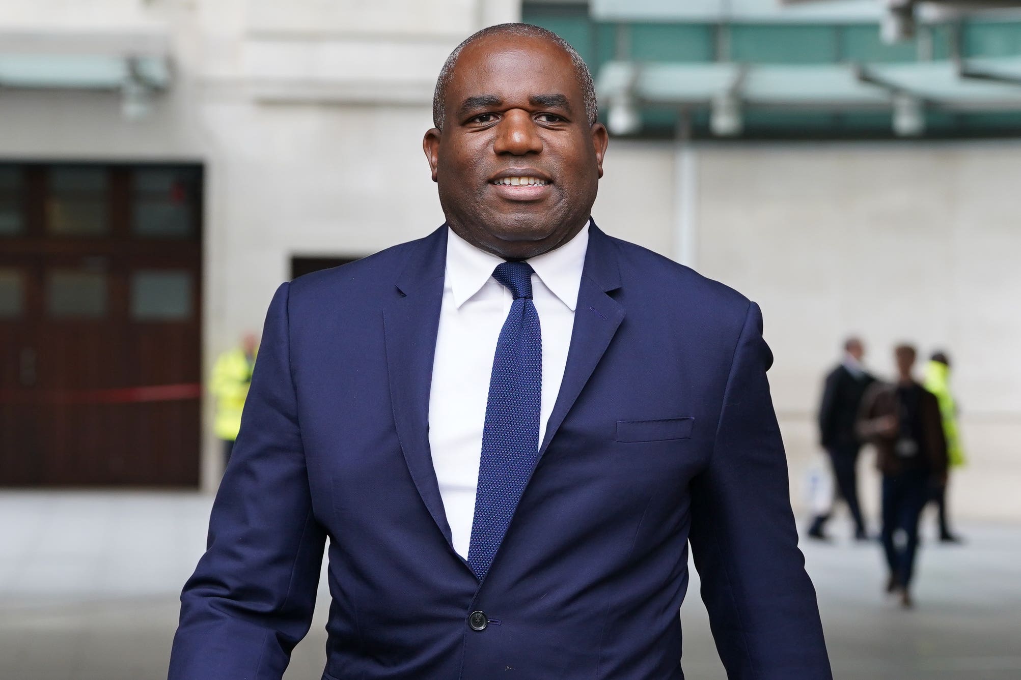 Foreign Secretary David Lammy arrives at BBC Broadcasting House in London, to appear on the BBC One current affairs programme Sunday with Laura Kuenssberg (Lucy North/PA)