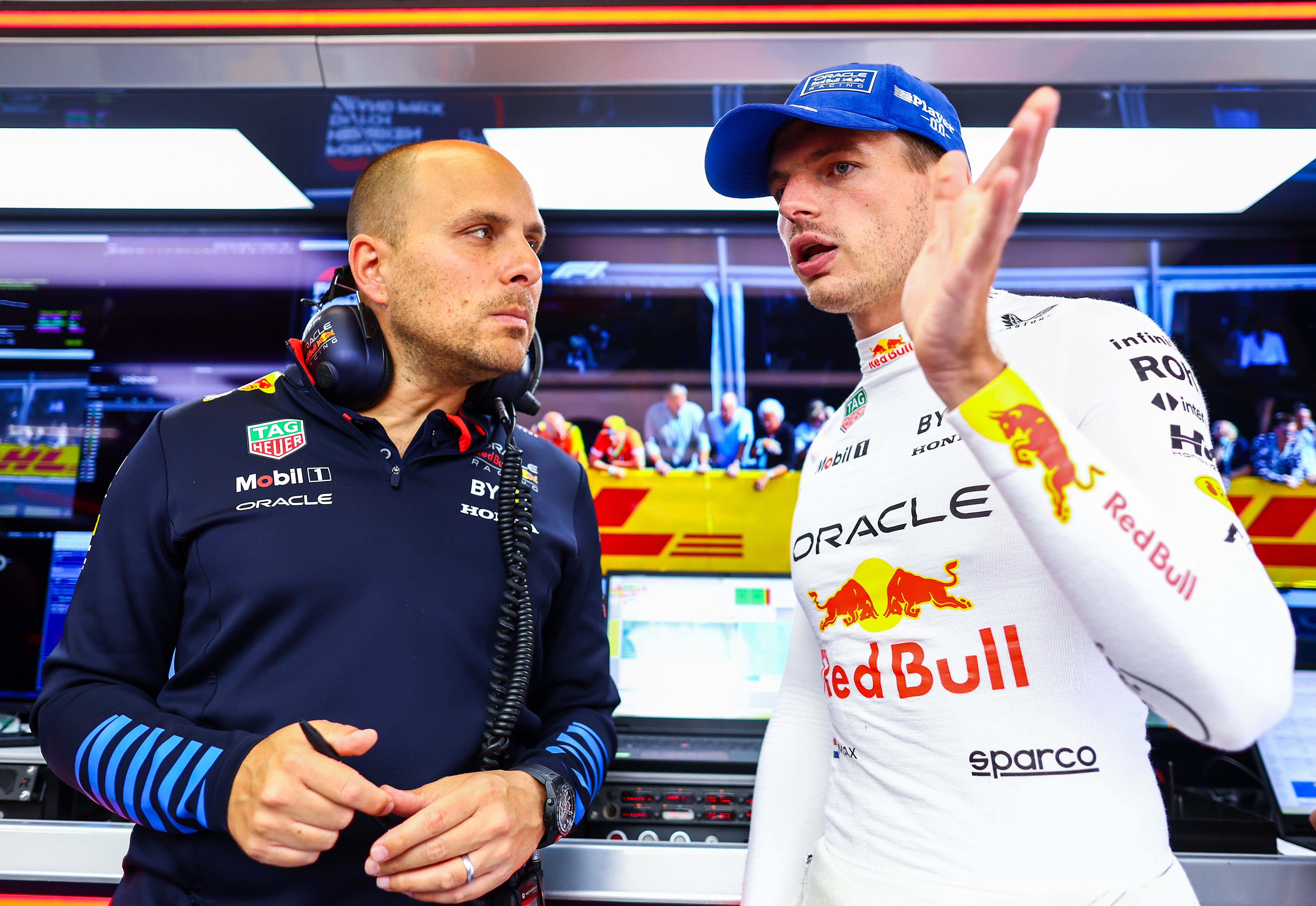 Max Verstappen’s engineer Gianpiero Lambiase (left) has been promoted at Red Bull