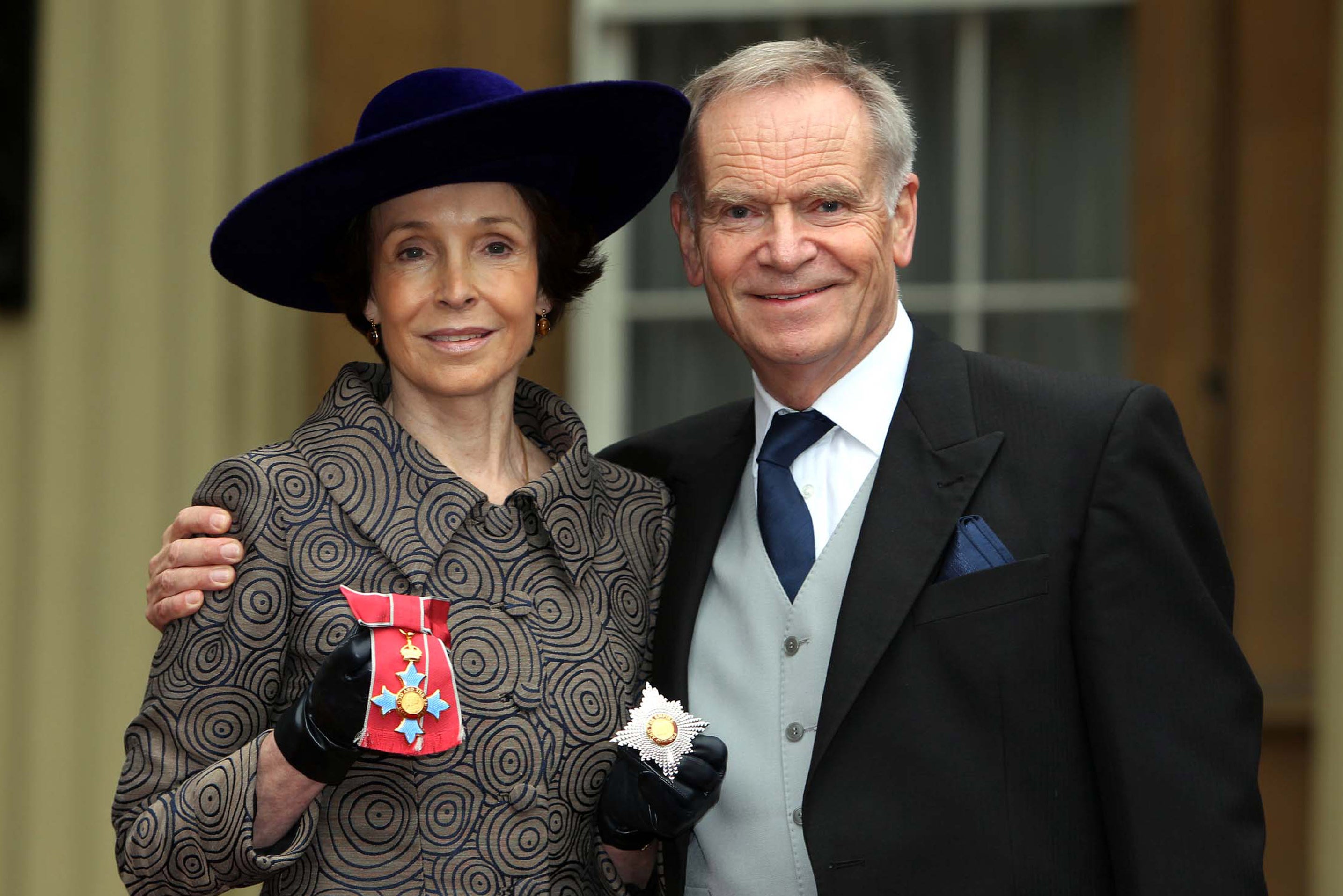 Mary Archer, who was made a Dame in the 2012 Queen’s birthday honours list for services to the NHS – with her husband, Jeffrey