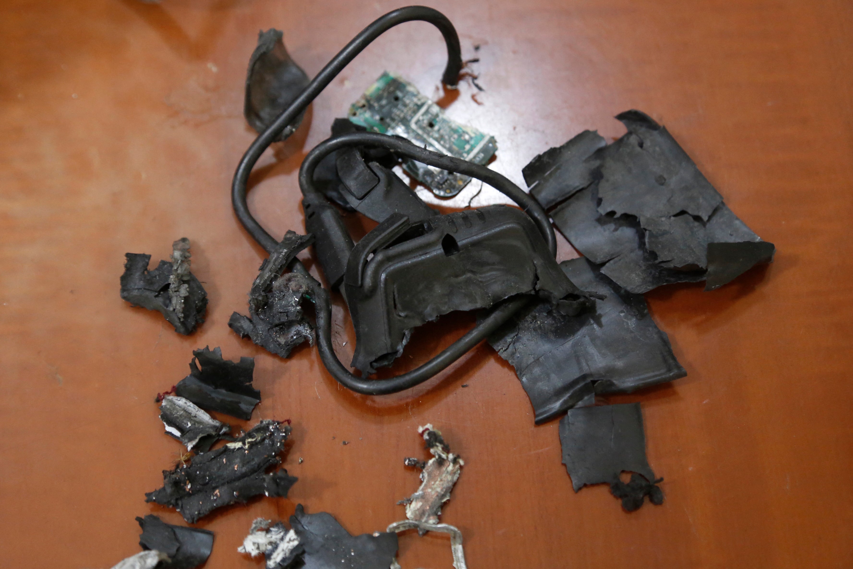 The remains of exploded pagers in Beirut’s southern suburbs