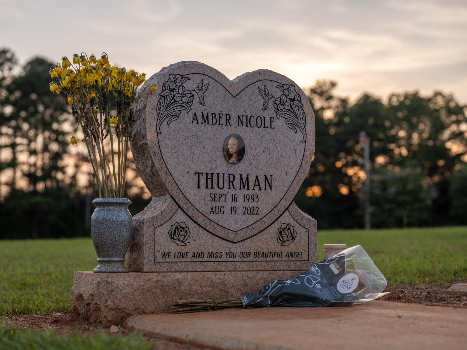 Amber Thurman’s grave. Thurman asked her mother to care for her son, who was six years old at the time, before she died