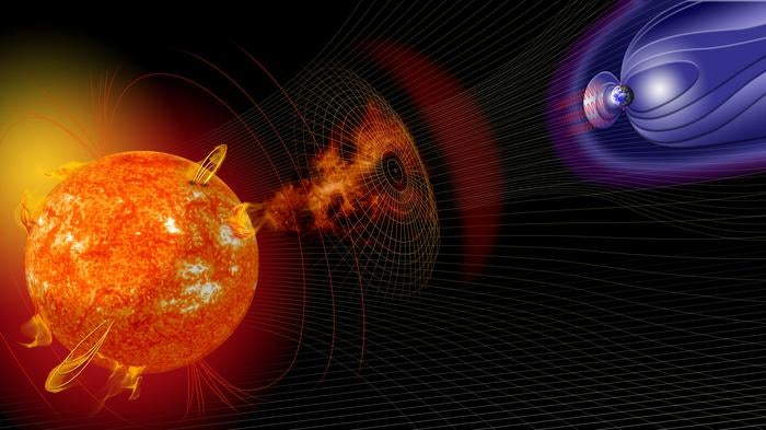 Artist illustration of solar storm