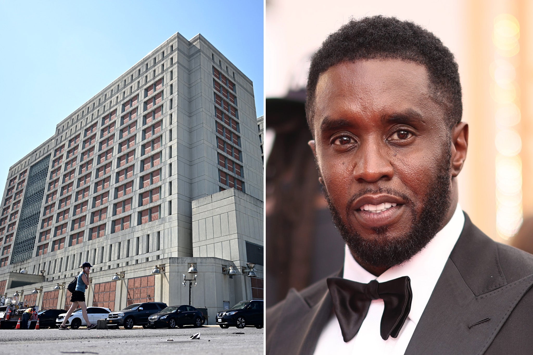 Sean ‘Diddy’ Combs (right) is being held at the Metropolitan Detention Center in Brooklyn, New York (left)