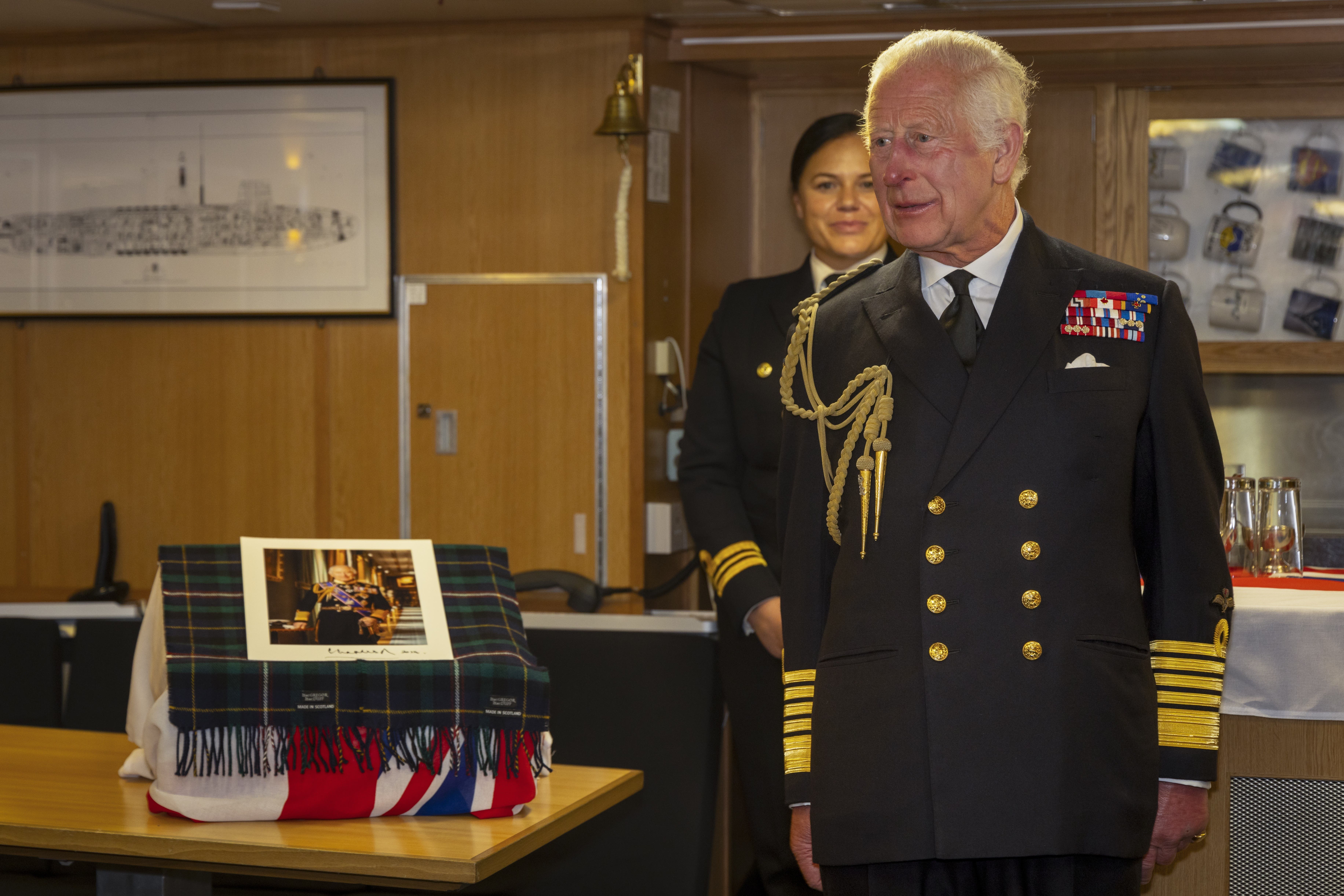 The King during a visit to the Royal Naval Armaments Depot, Coulport, part of HM Naval Base Clyde, to meet Royal Navy submariners and their families (LPhot Stuart Dickson/MoD/Crown Copyright/PA)