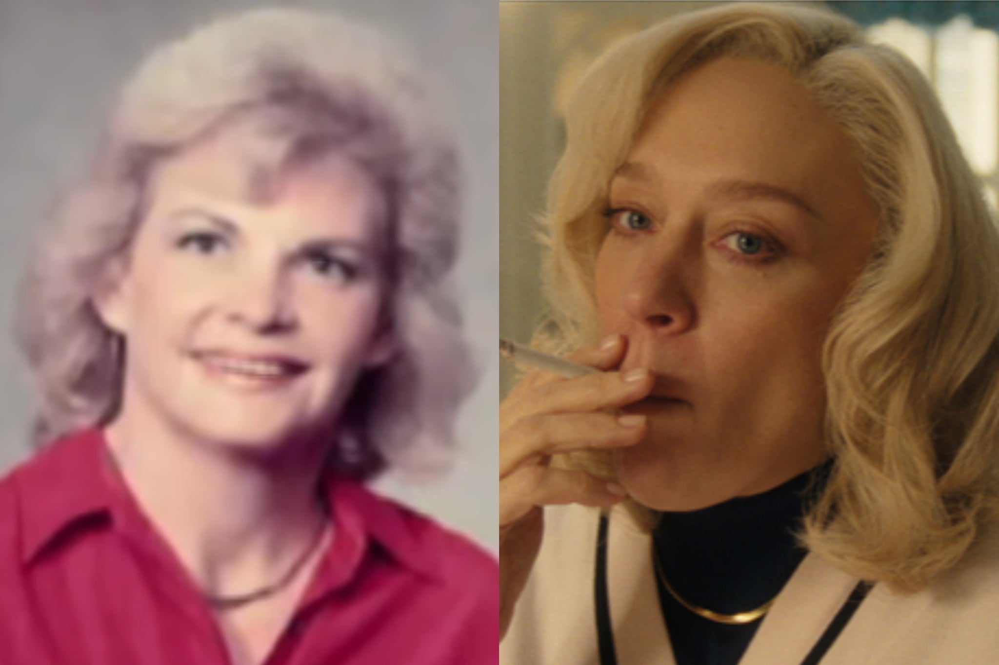 Kitty Menéndez (left) and Chloe Sevigny (right) in the new Netflix drama