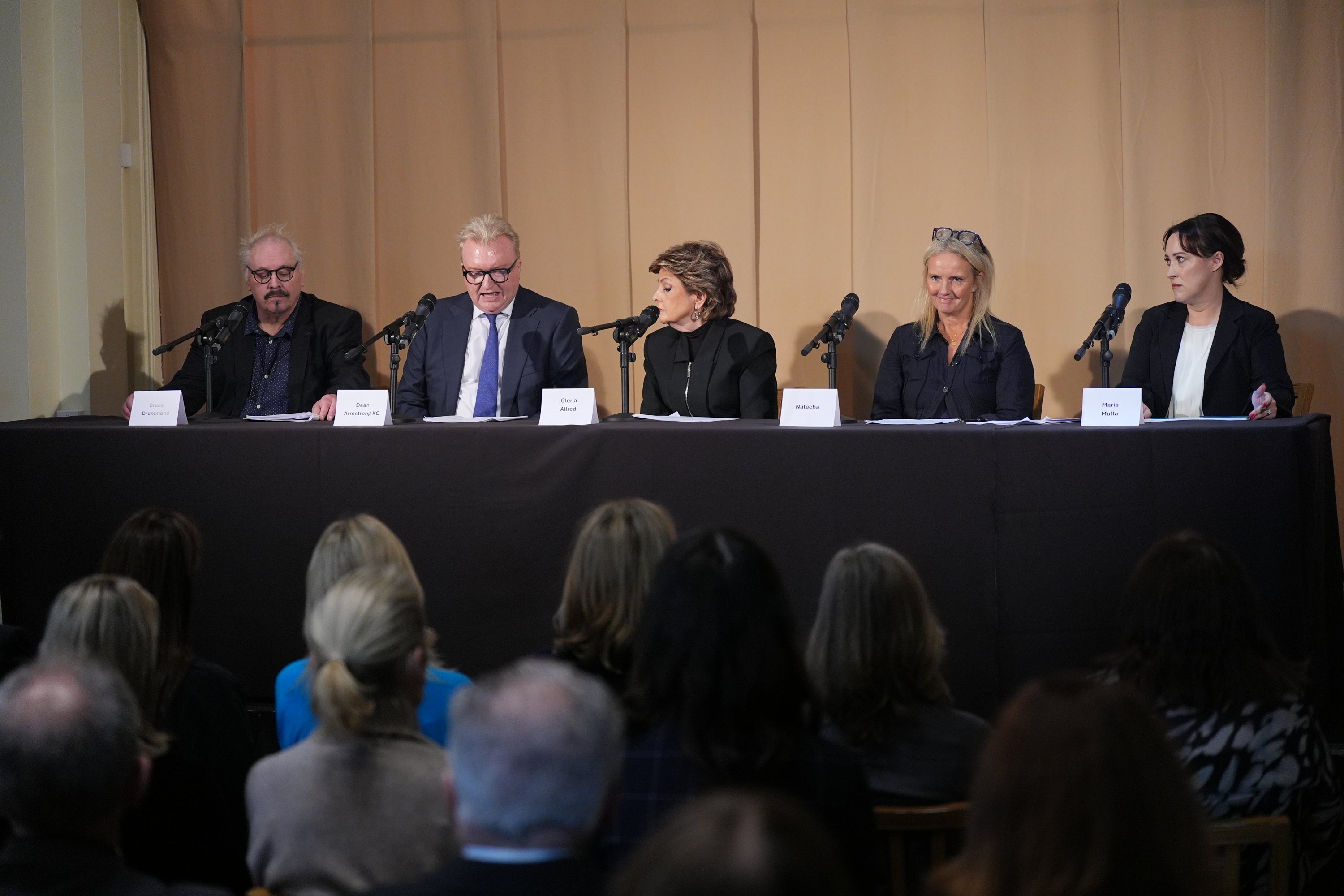 The legal team during the press conference on Fayed’s alleged crimes