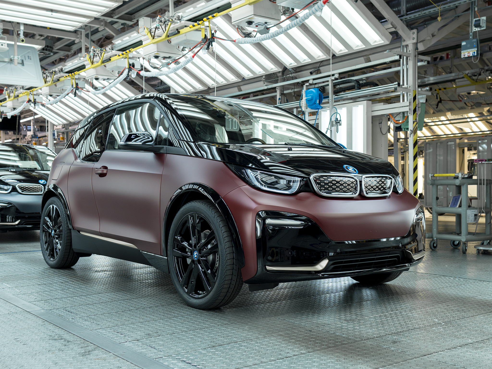 A shiny new BMW i3 at the maker’s Leipzig factory in 2022. Find this model used today and you’ll make big savings over buying new.