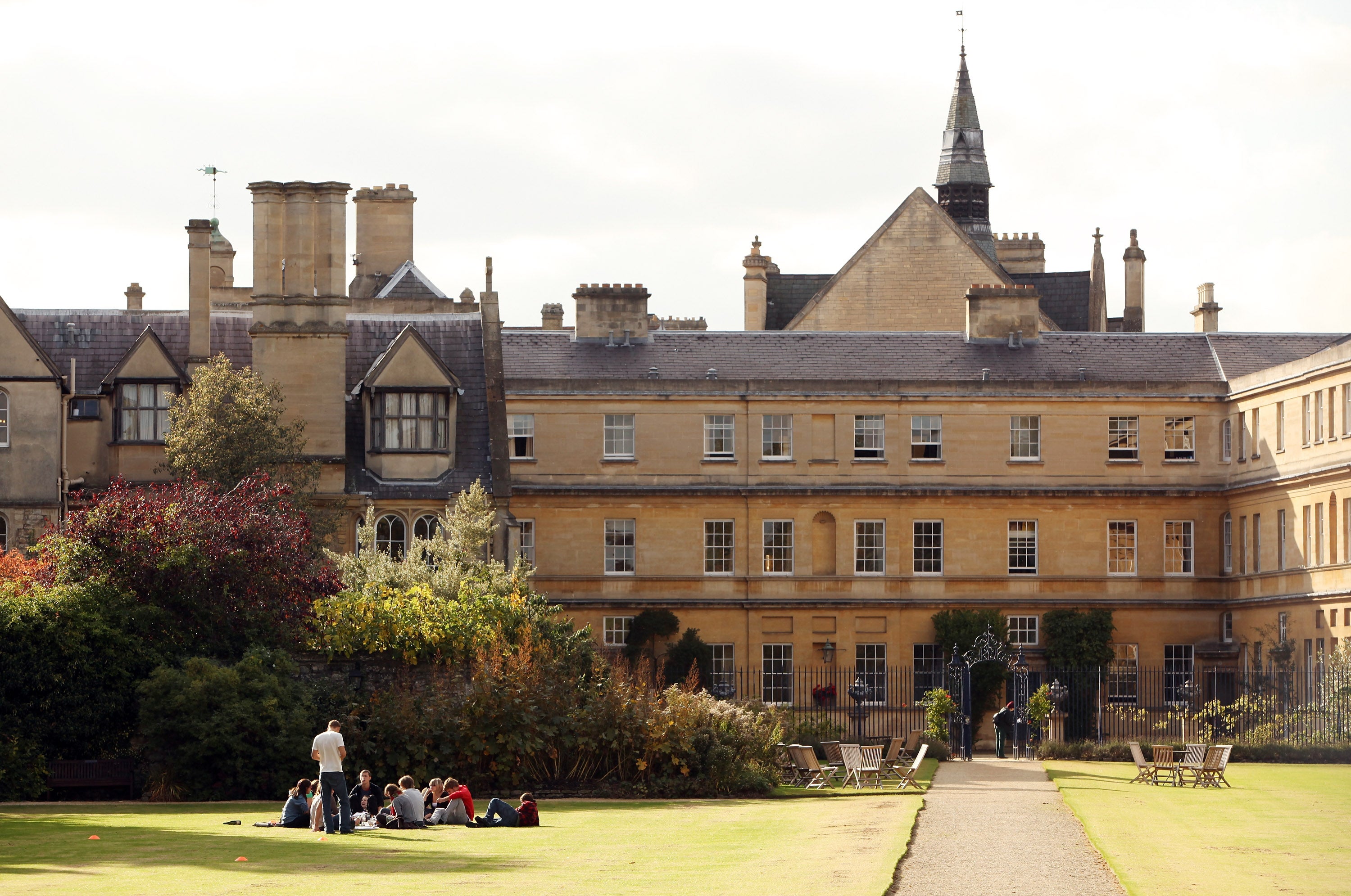 Students relax in the grounds of Trinity College