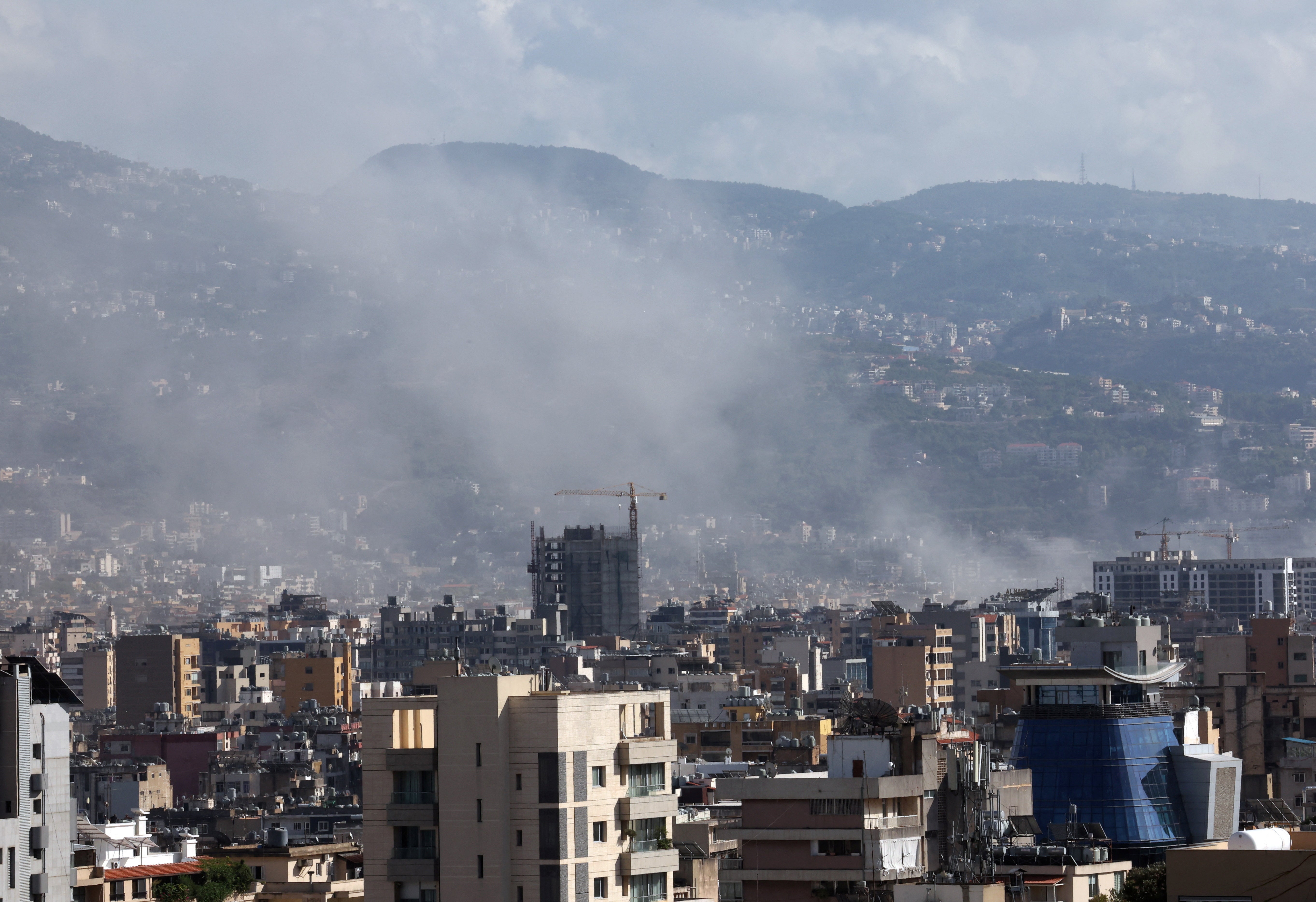 Smoke rises from Beirut southern suburbs, Lebanon