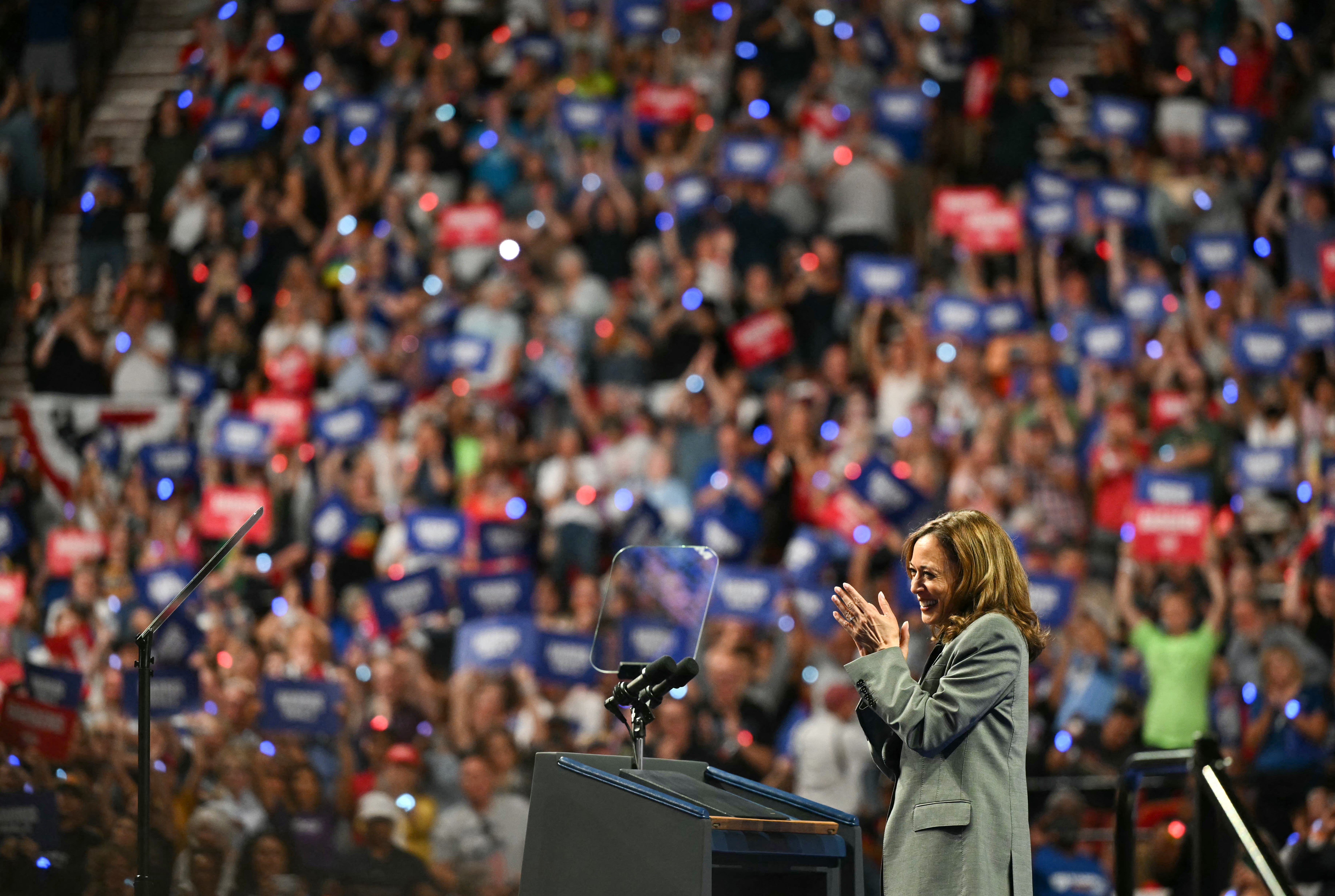 Kamala Harris campaigns in Madison, Wisconsin, last week, one of several swing states set to determine the course of the 2024 election