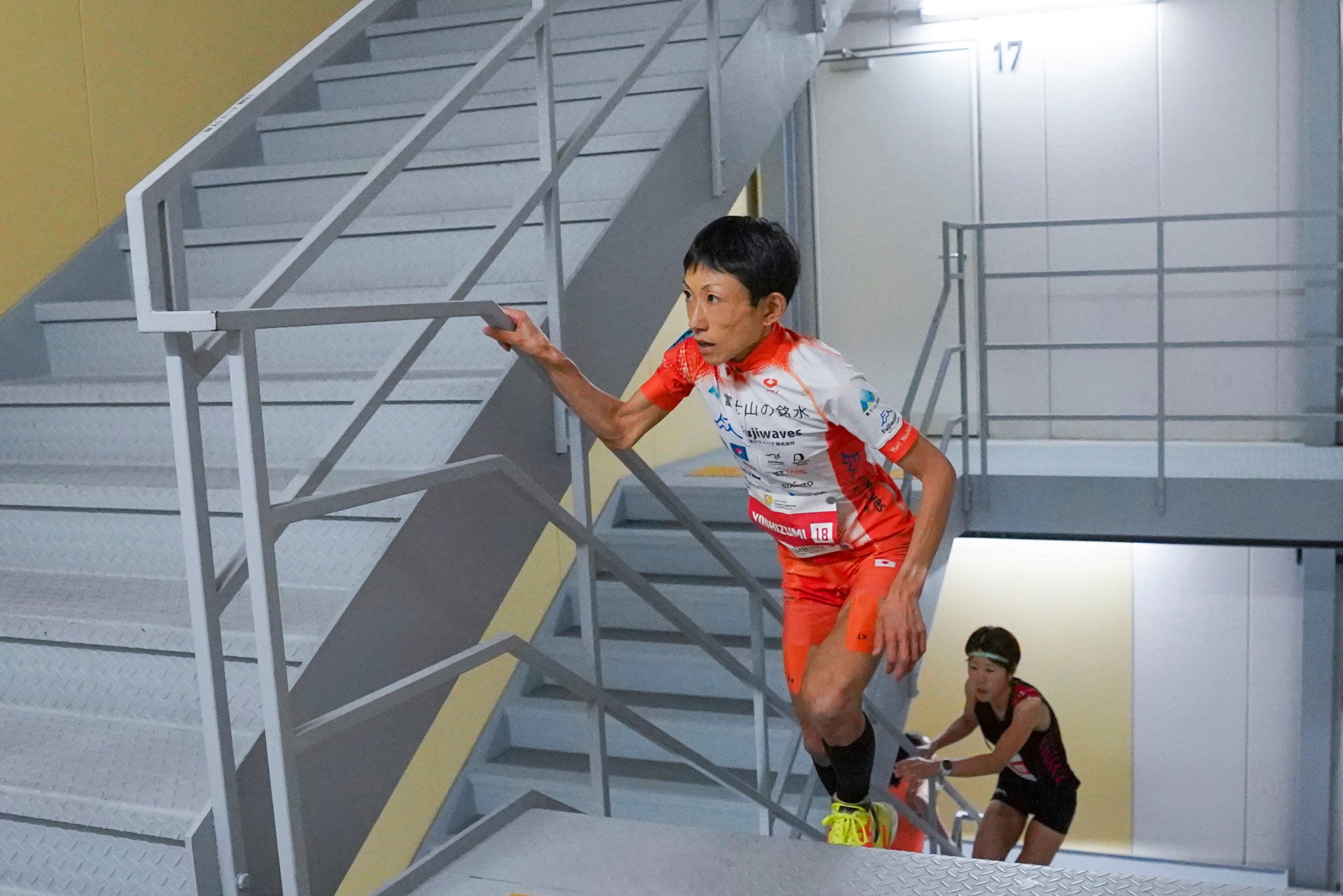 Yuri Yoshizumi competes during a race of Stairclimbing World Championships in Osaka