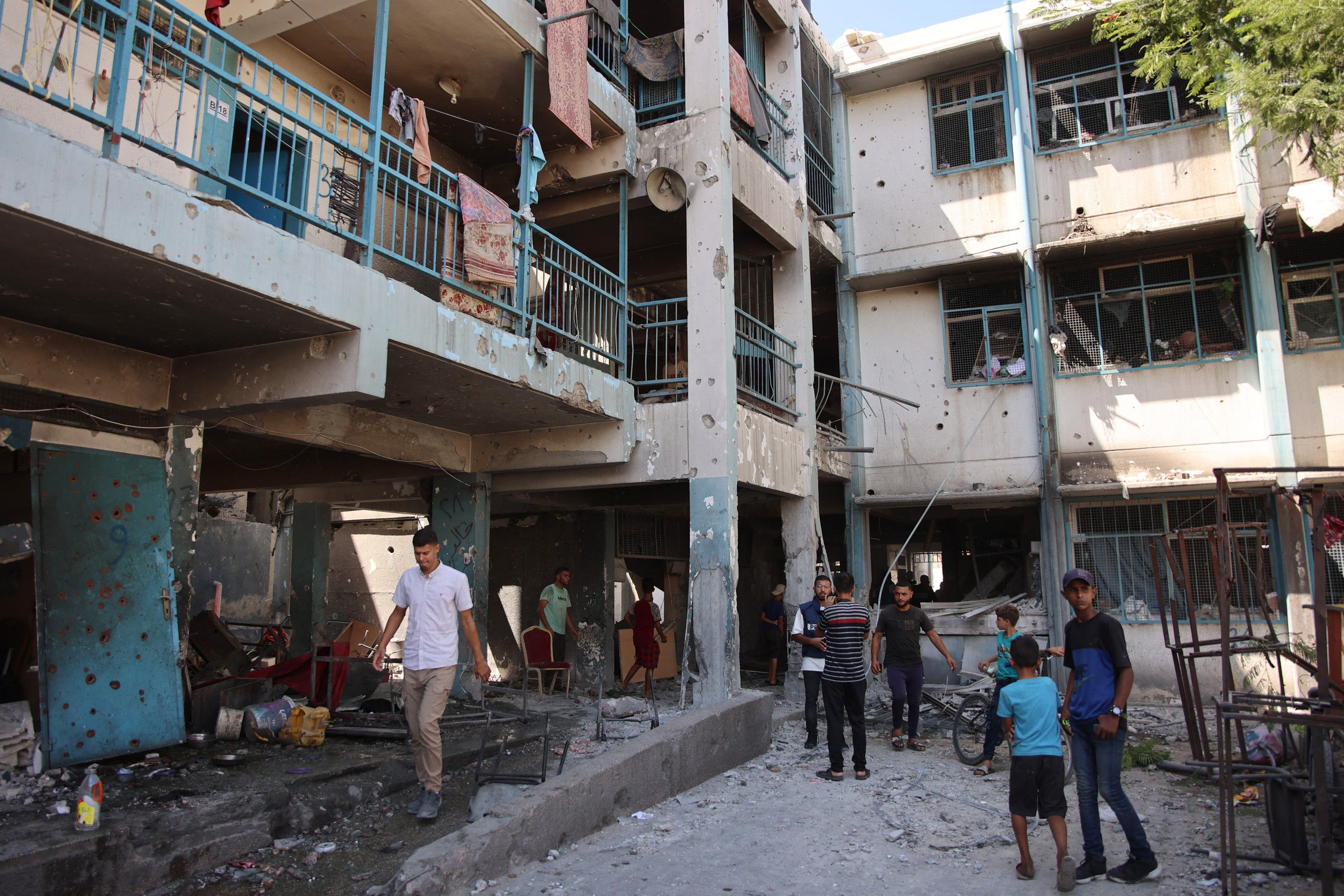 An exterior view of the school in Gaza City, where displaced Palestinians were sheltering