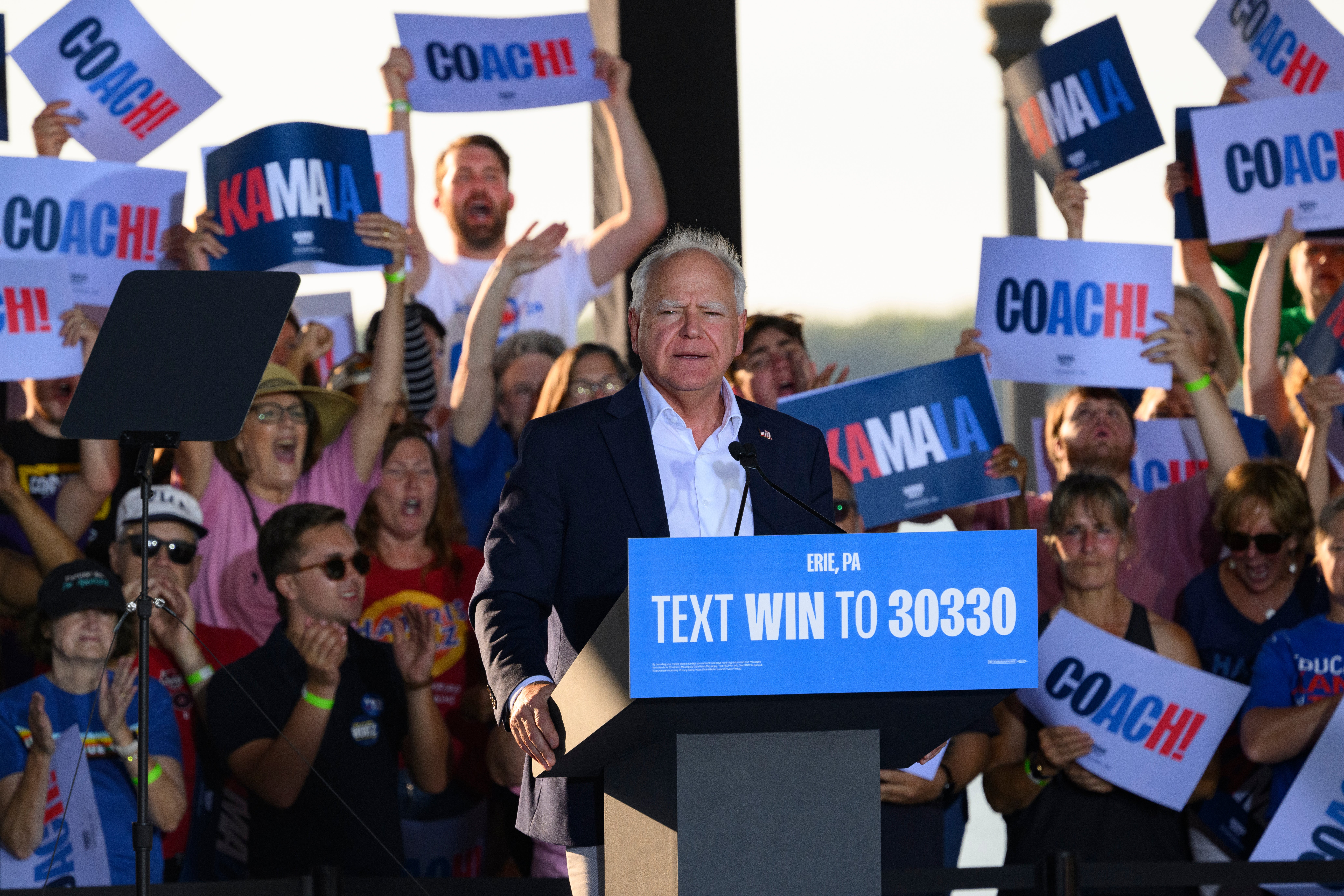 Walz at a campaign rally at the Highmark Amphitheater on September 5 in Erie, Pennsylvania. JD Vance could target Walz and Biden’s goofs, ex-White House staffer says