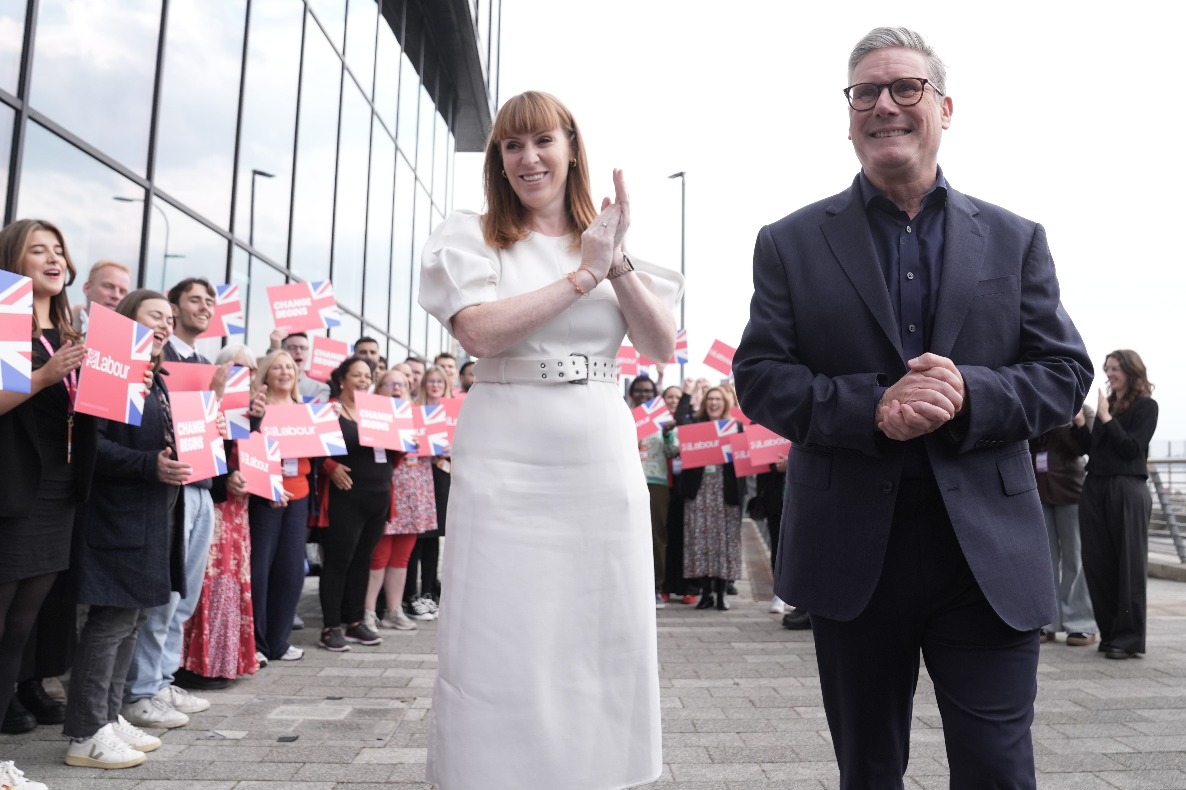 The prime minister and his deputy arrived in Liverpool on Saturday afternoon