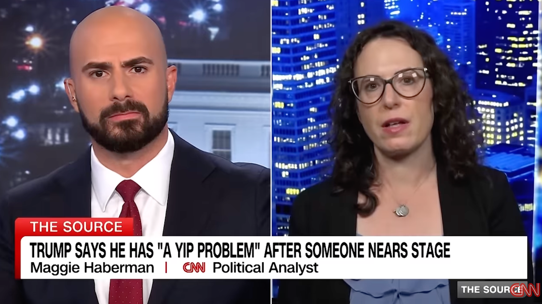 Anchor Boris Sanchez speaks with Maggie Haberman on CNN. The long-time journalist and analyst says Trump appeared anxious at a recent rally following the two assassination attempts against him