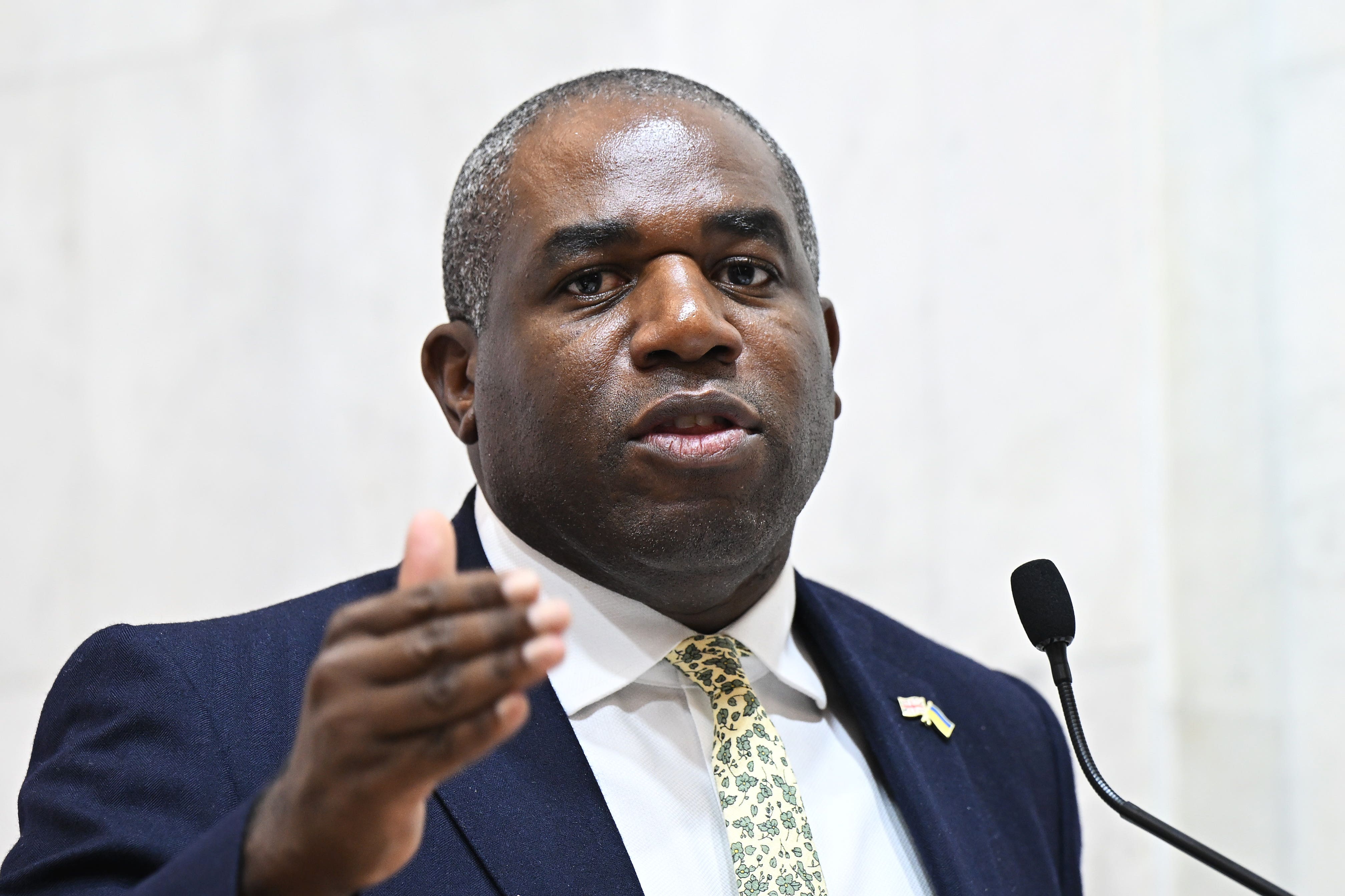 Foreign Secretary David Lammy at a press conference during a visit to Kyiv in Ukraine (Leon Neal/PA)