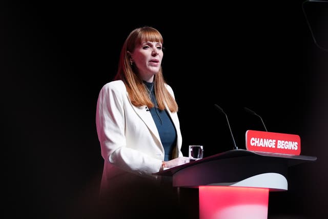 <p>Angela Rayner addresses the 2024 party conference </p>