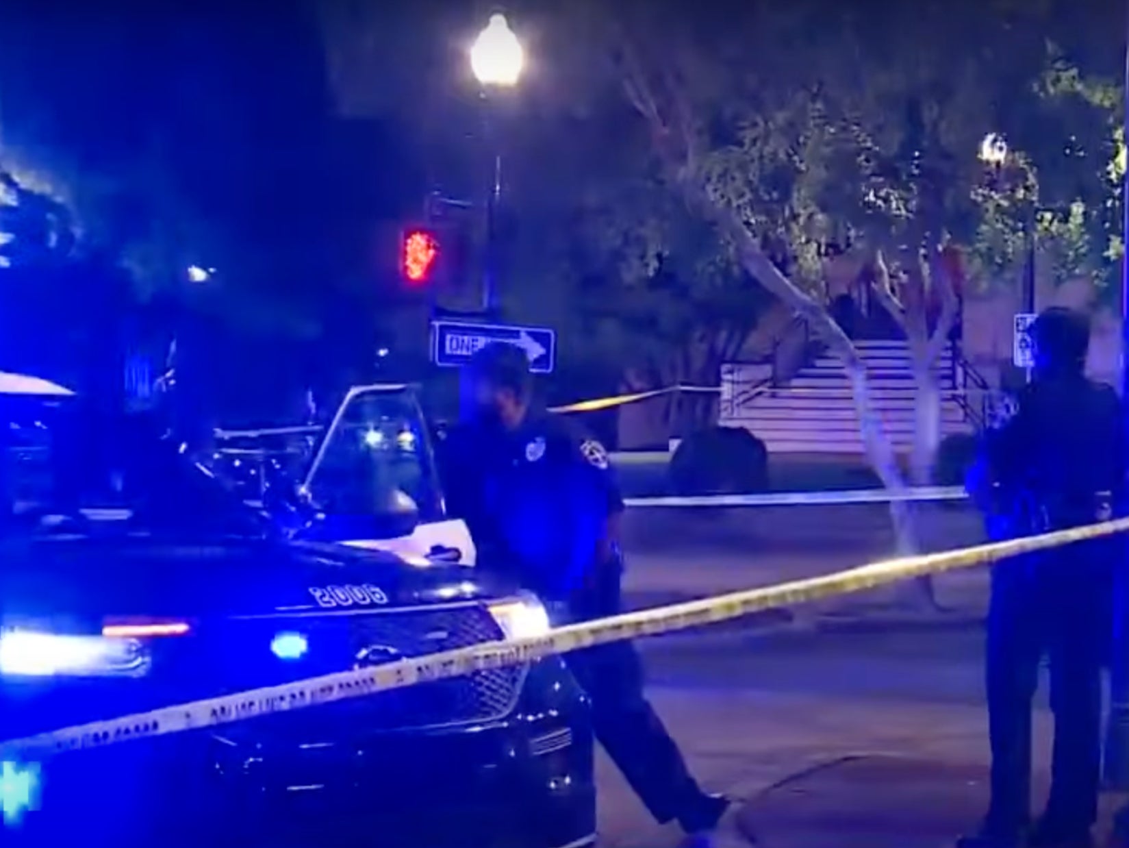 Police on the scene of a mass shooting in Birmingham, Alabama, on Saturday night. Investigators believe the gunmen were paid to kill an individual target