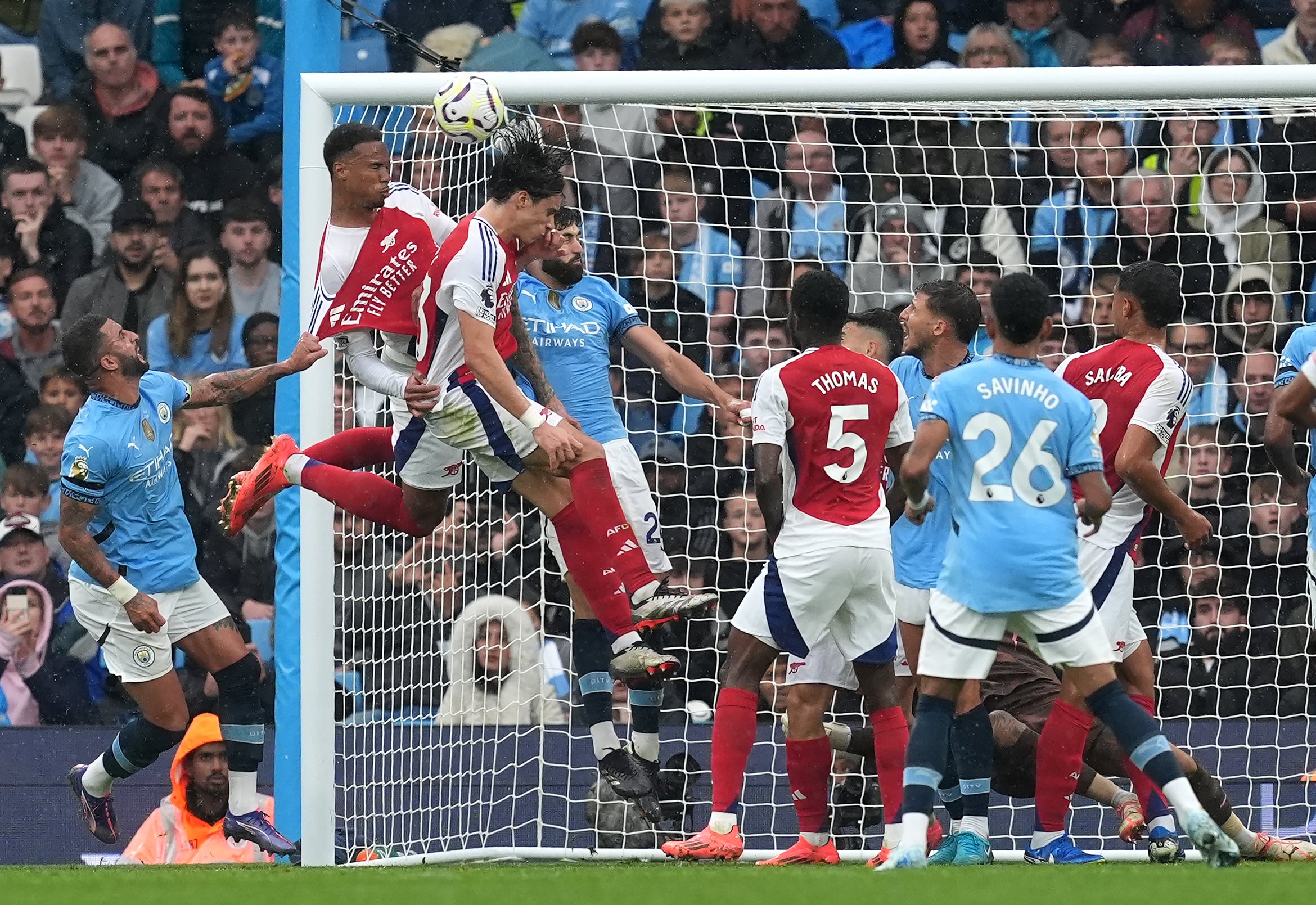 Gabriel headed Arsenal in front from a corner (Martin Rickett/PA)