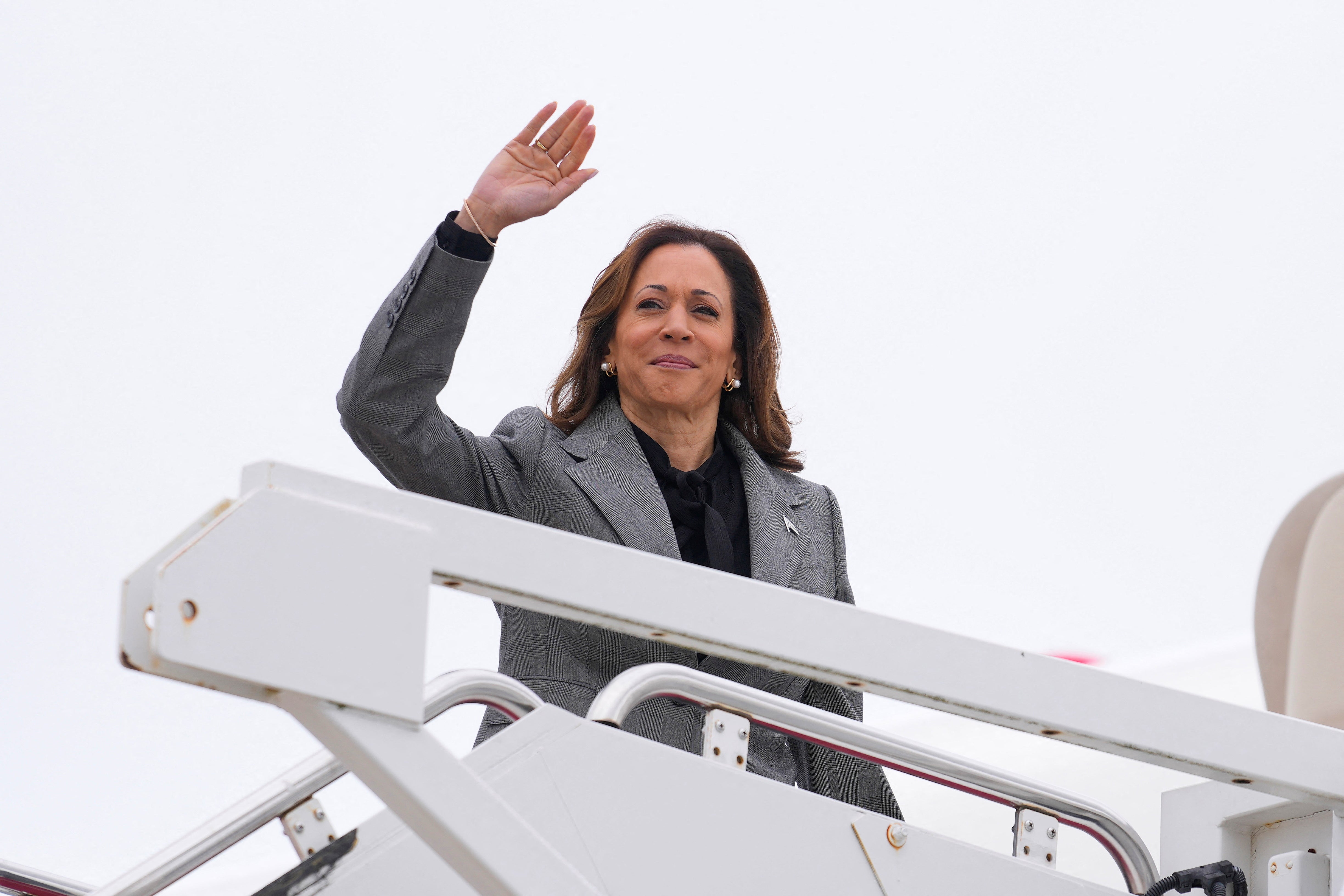 Democratic presidential nominee Vice President Kamala Harris departs from Andrews Air Force Base on 22 September, 2024