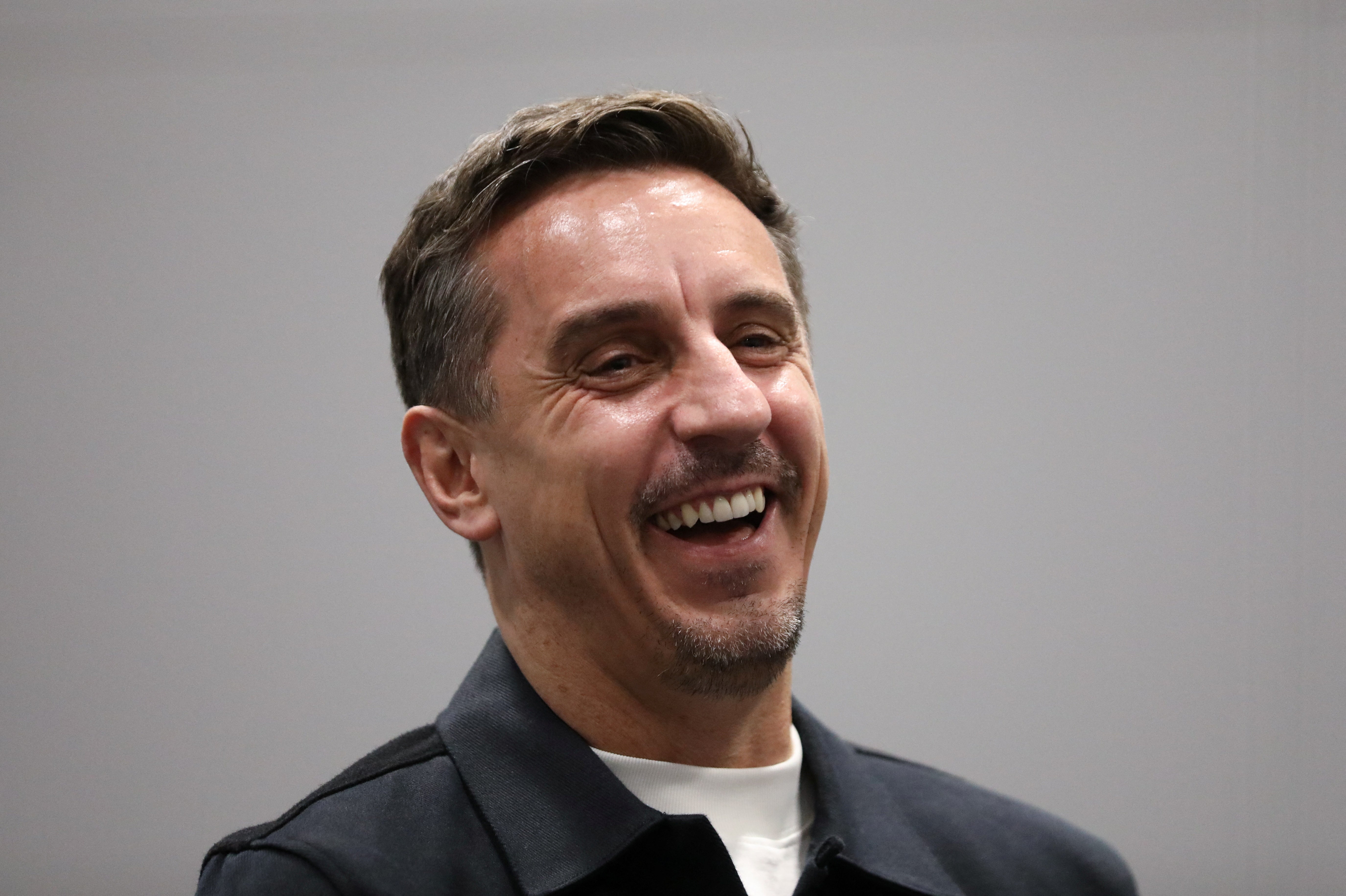 Former footballer Gary Neville prepares to take part in an English Football League panel fringe event on the second day of the annual Labour Party conference in Liverpool