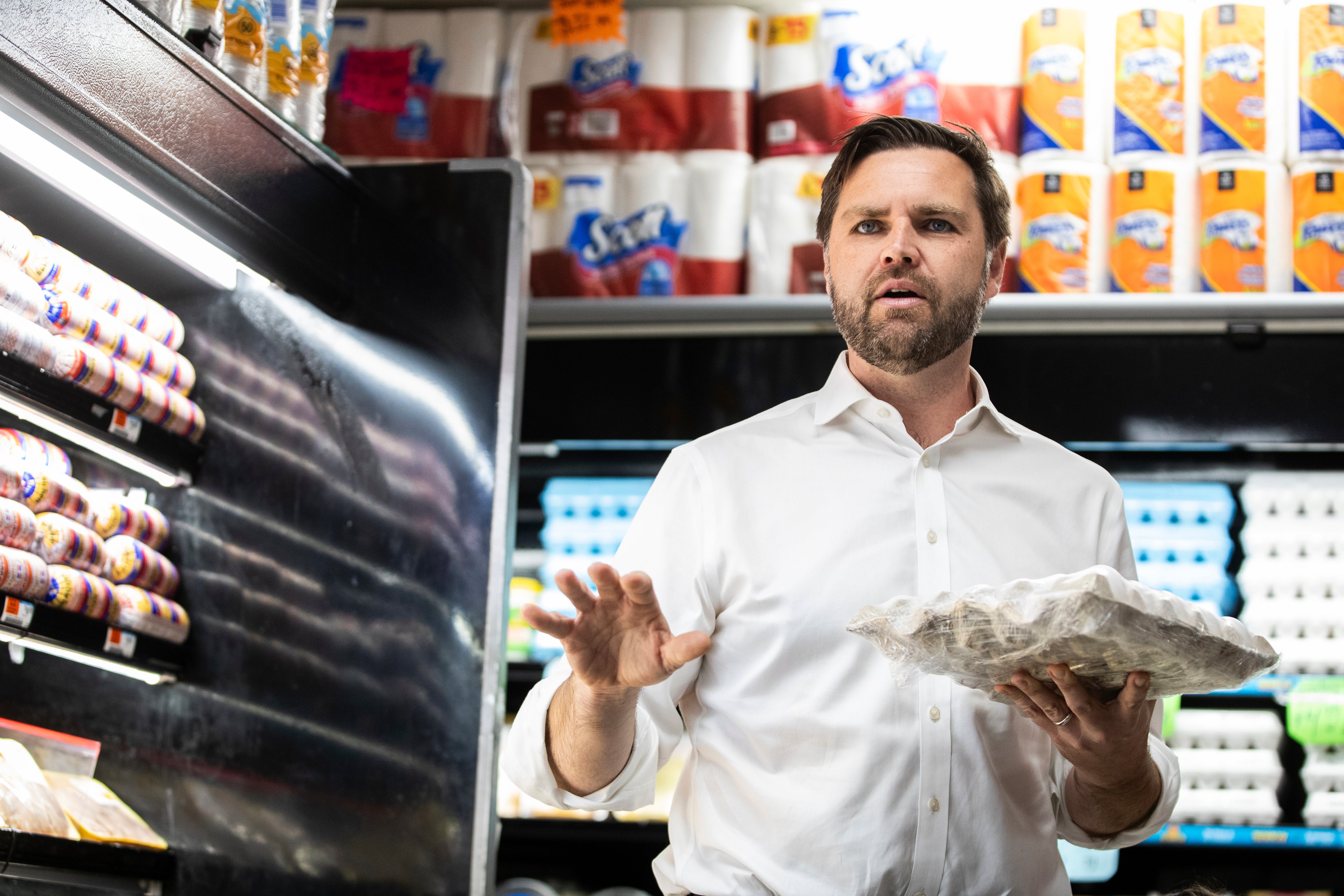 JD Vance claimed eggs cost $4 but he was caught out by the price tag behind him